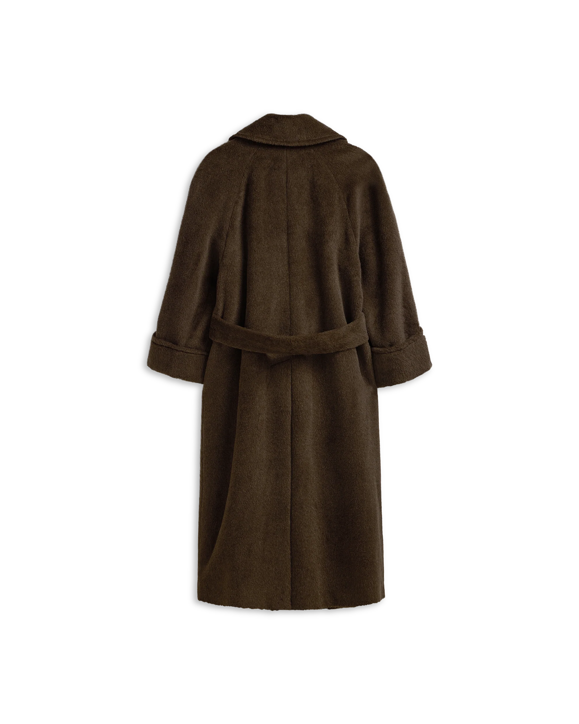 Double Breasted Raglan Overcoat - Brown - Image 3