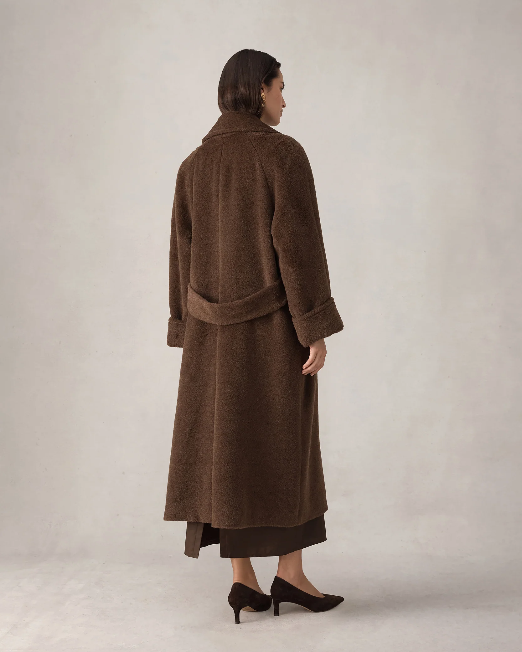 Double Breasted Raglan Overcoat - Brown - Image 6