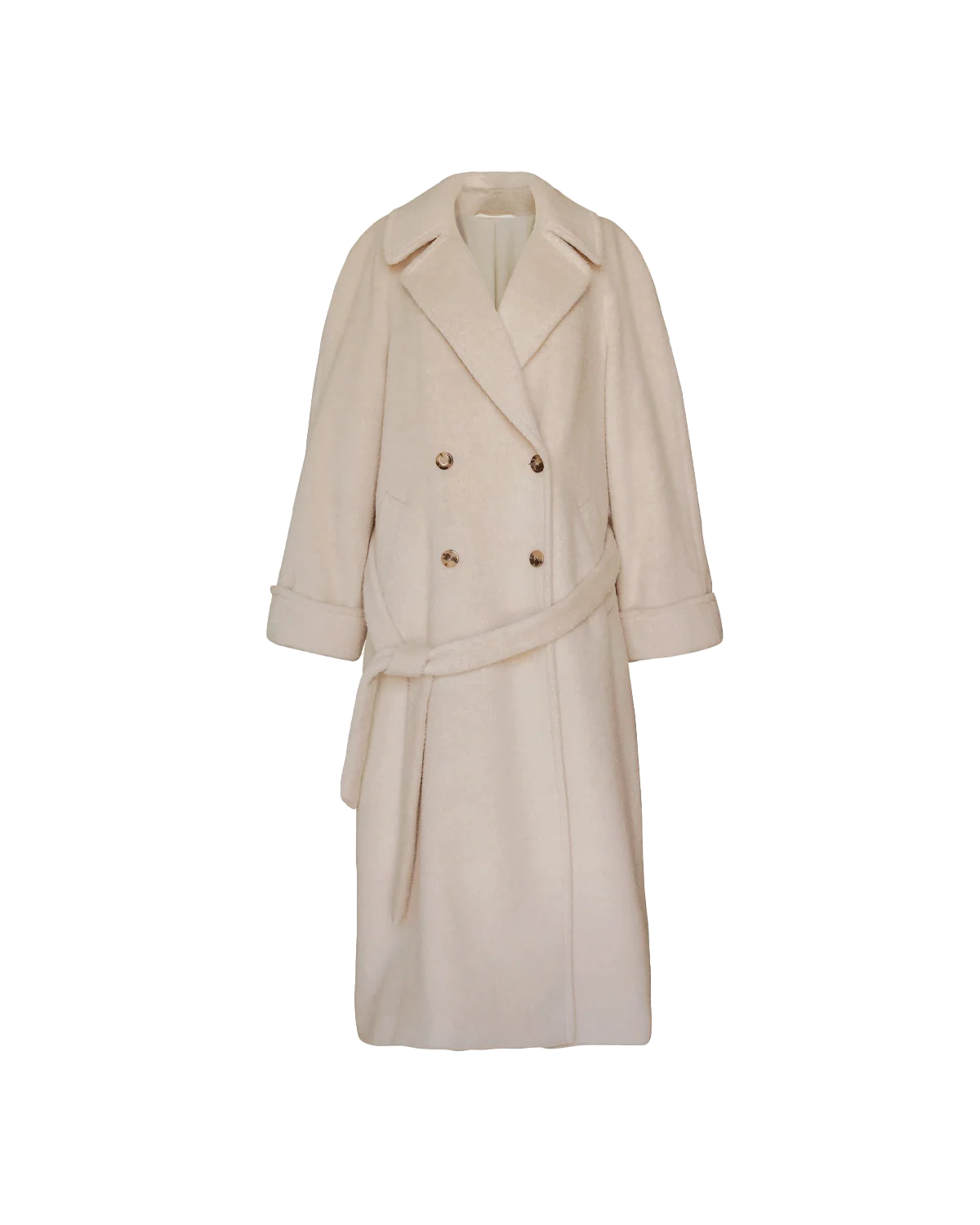 Double Breasted Raglan Overcoat - Gesso Cream - Image 6
