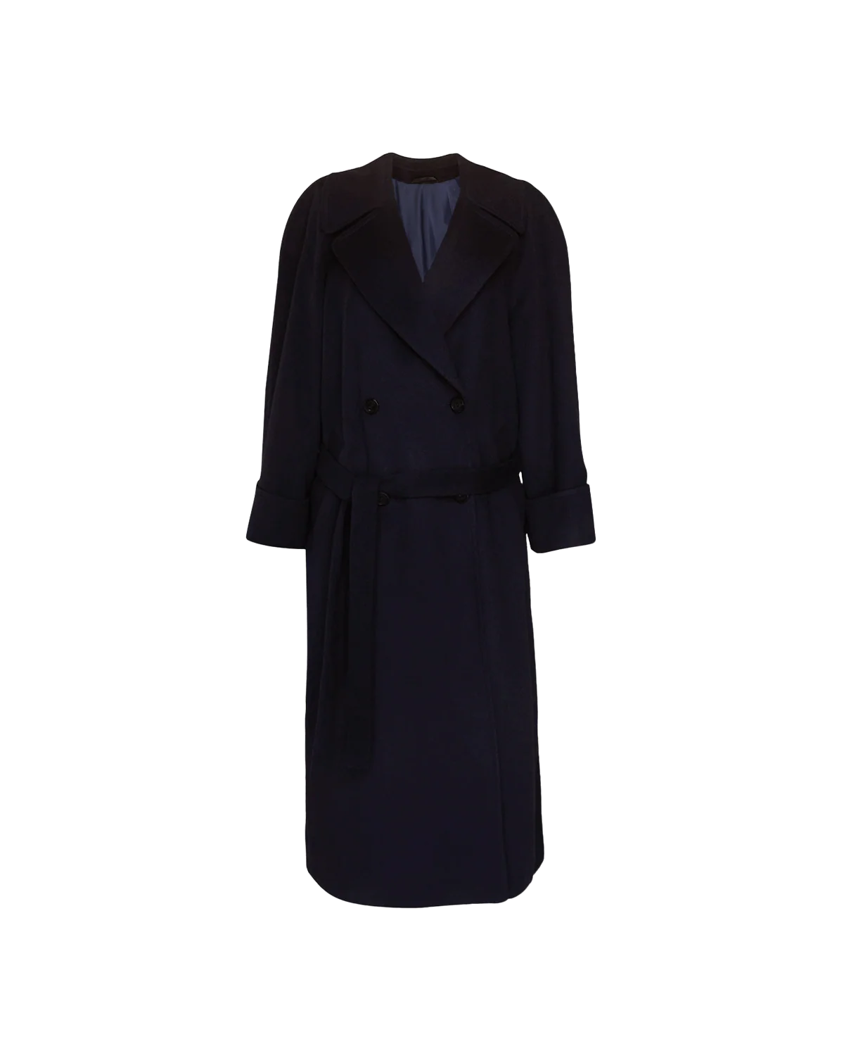 Double Breasted Raglan Overcoat - Navy - Image 5