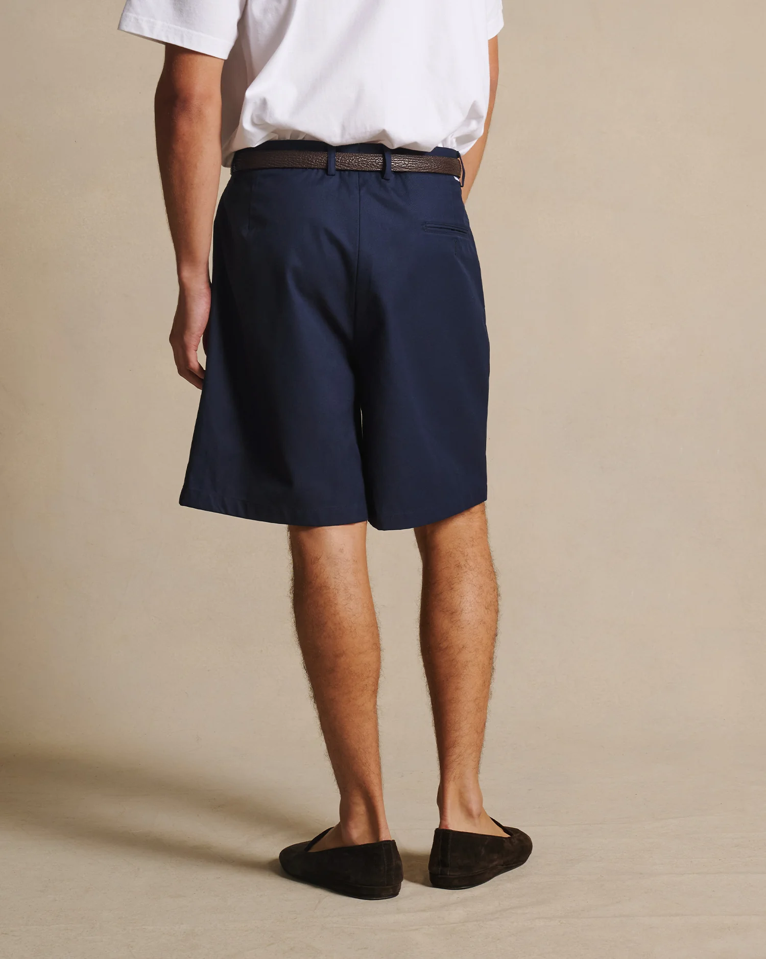 Double Pleated Chino Shorts - Navy - Image 4