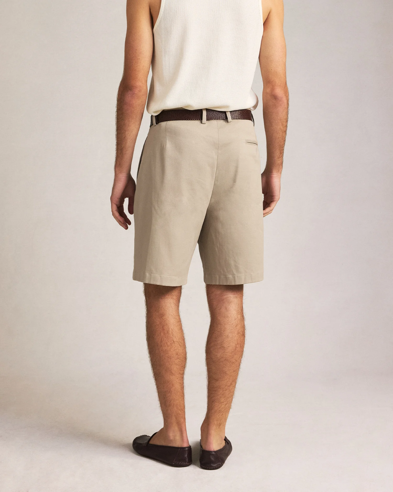 Double Pleated Chino Shorts - Oatmeal - Image 5