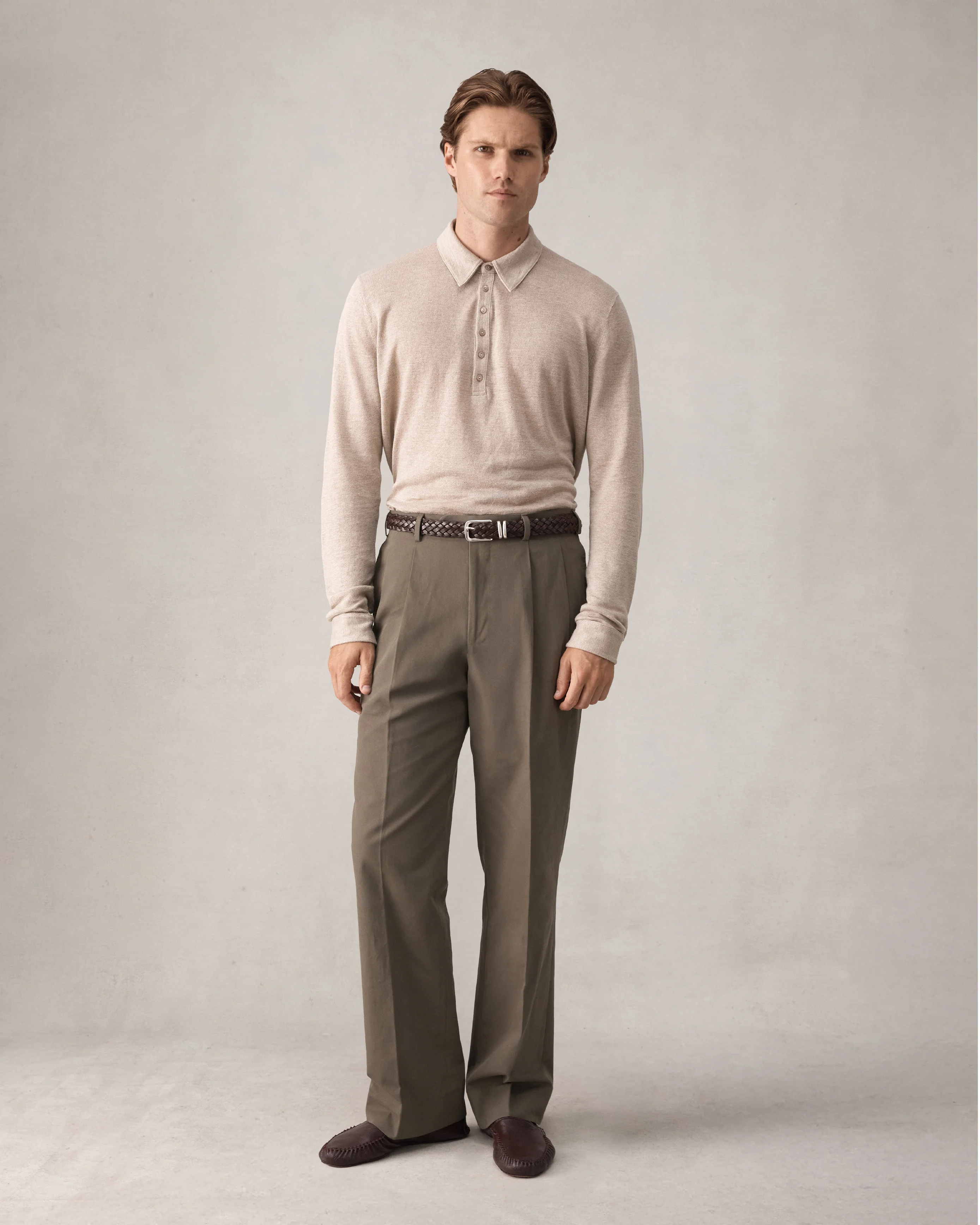 Double Pleated Trouser - Khaki Canvas - Image 5