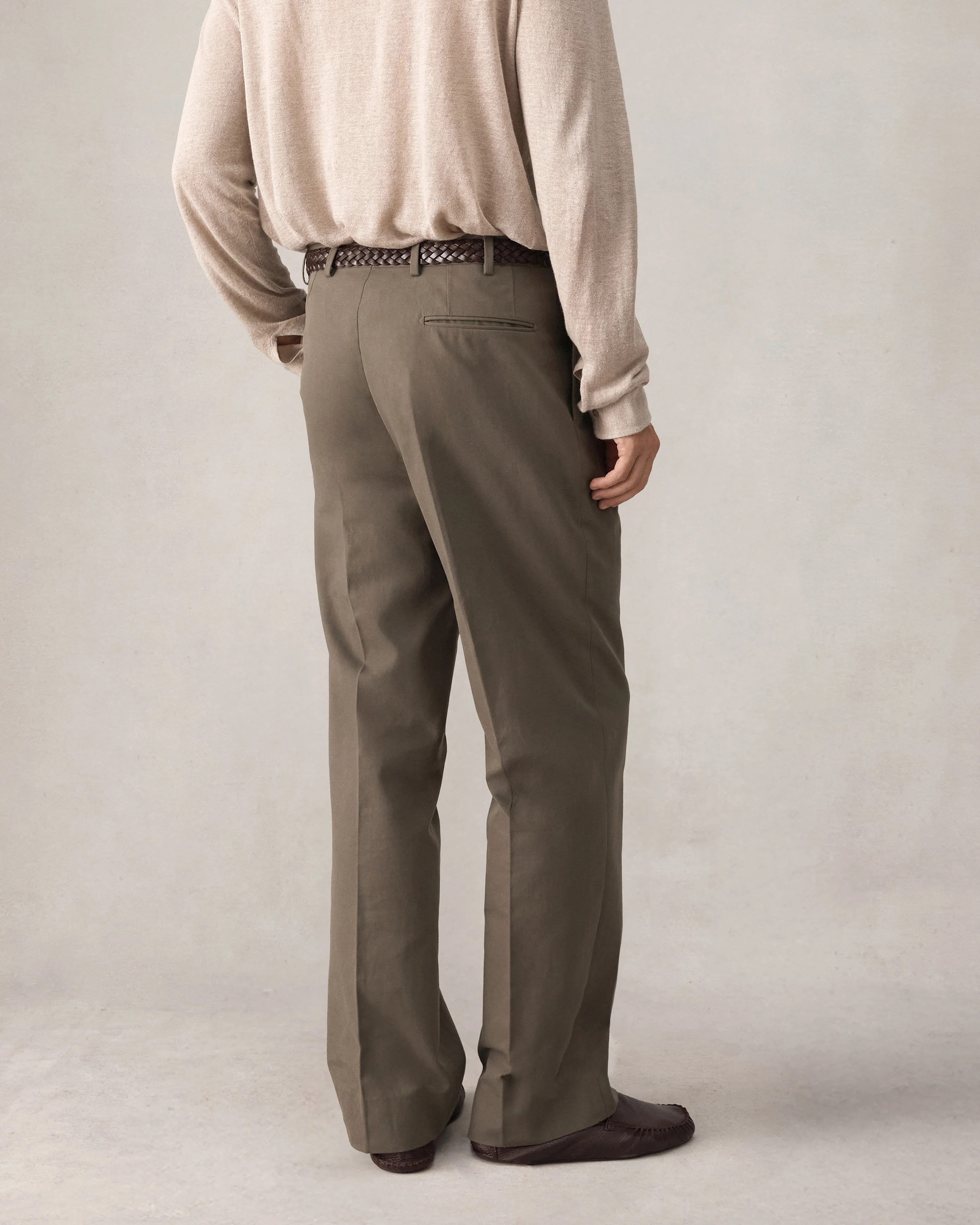 Double Pleated Trouser - Khaki Canvas - Image 7