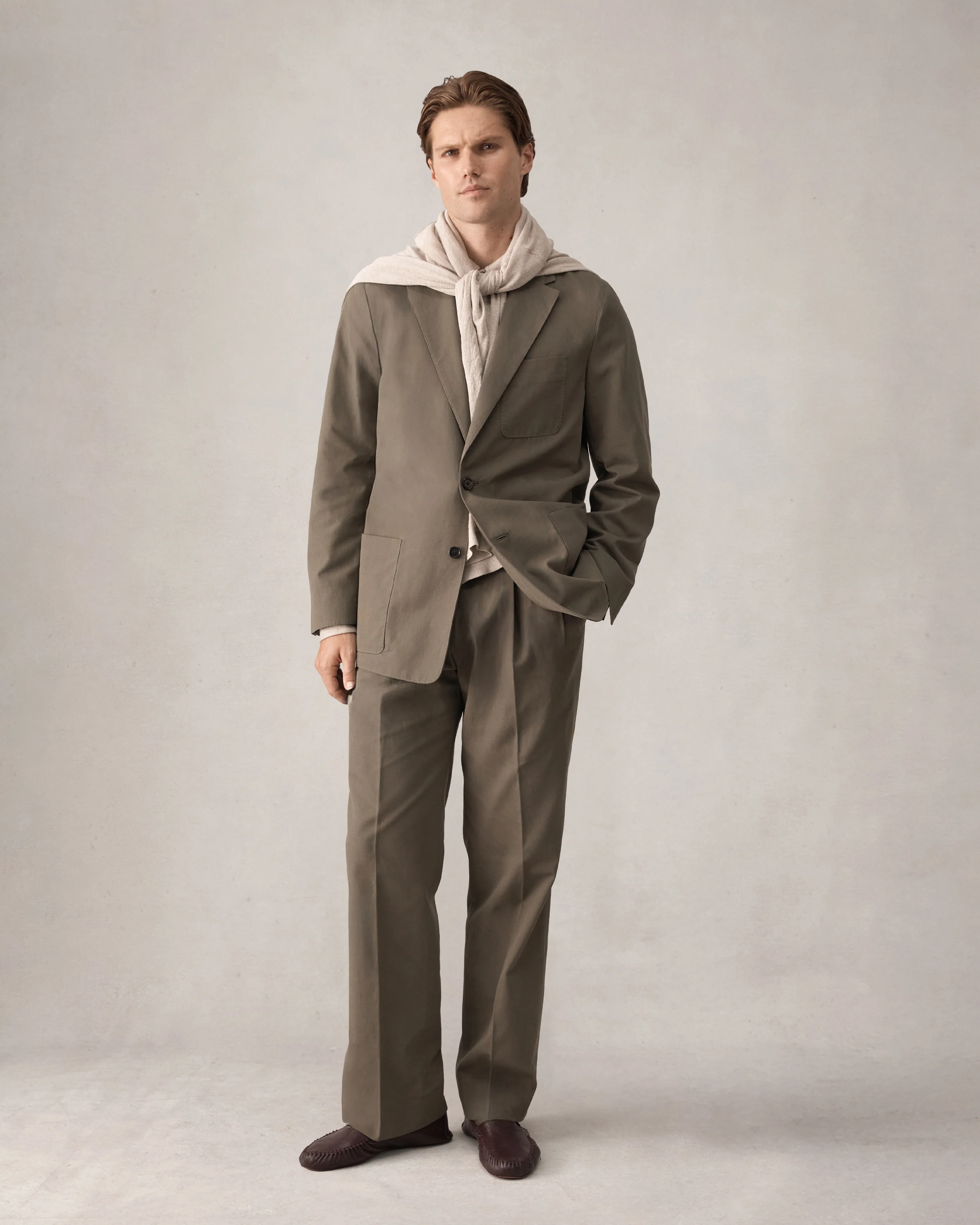 Double Pleated Trouser - Khaki Canvas - Image 8