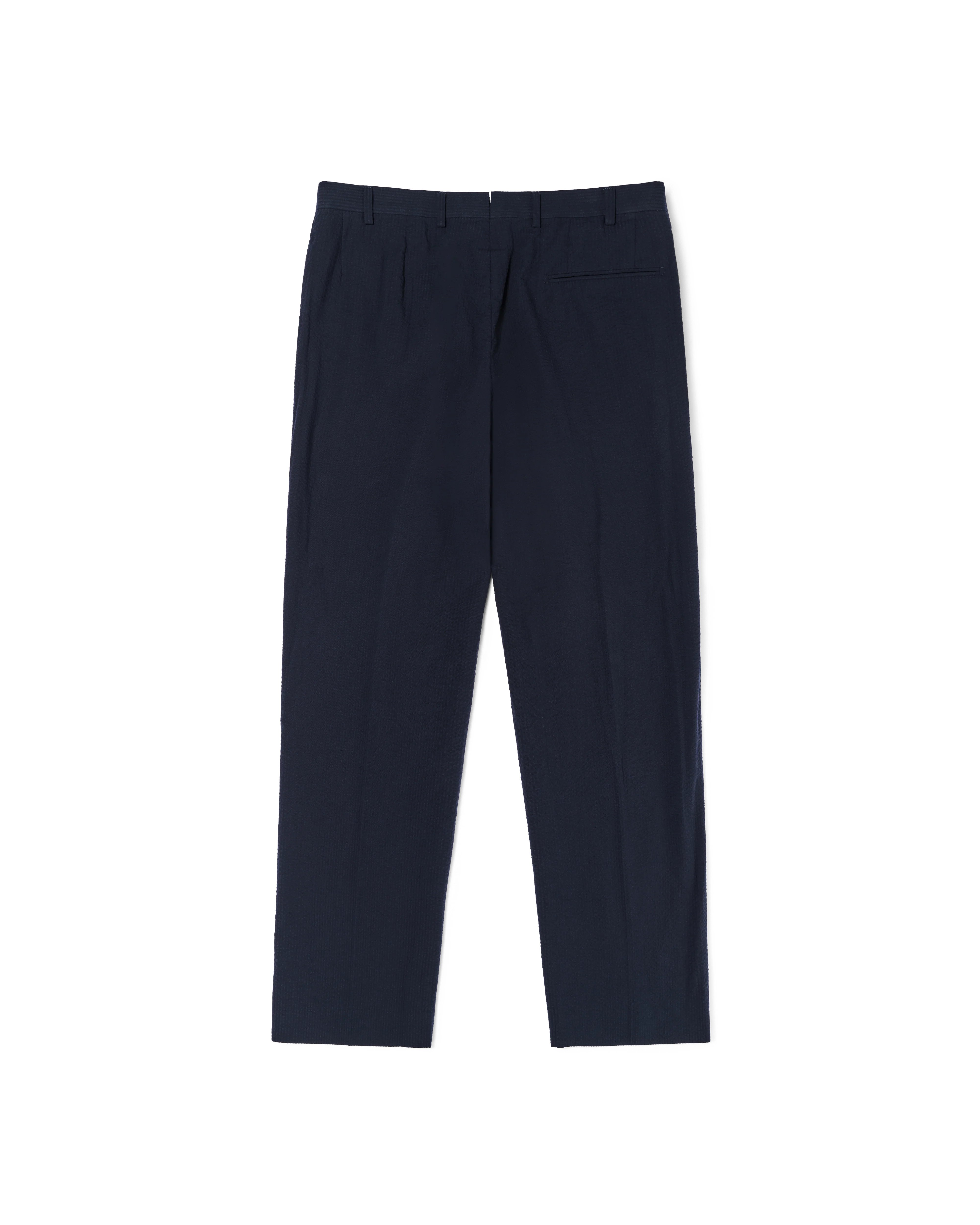 Double Pleated Trousers - Navy Seersucker - Image 3