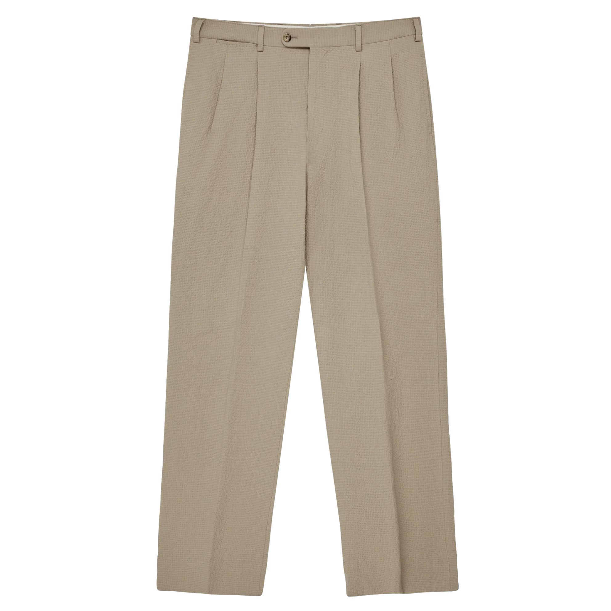 Double Pleated Trousers - Taupe Seersucker - Image 6