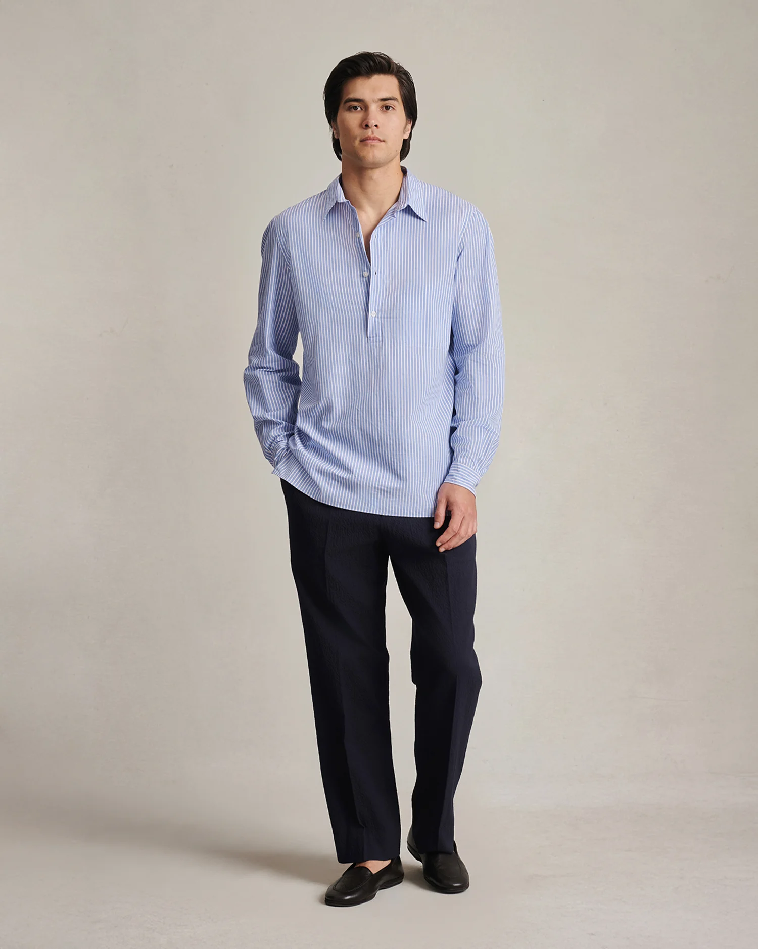 Fine Twill Popover - Blue & White Stripe - Image 2