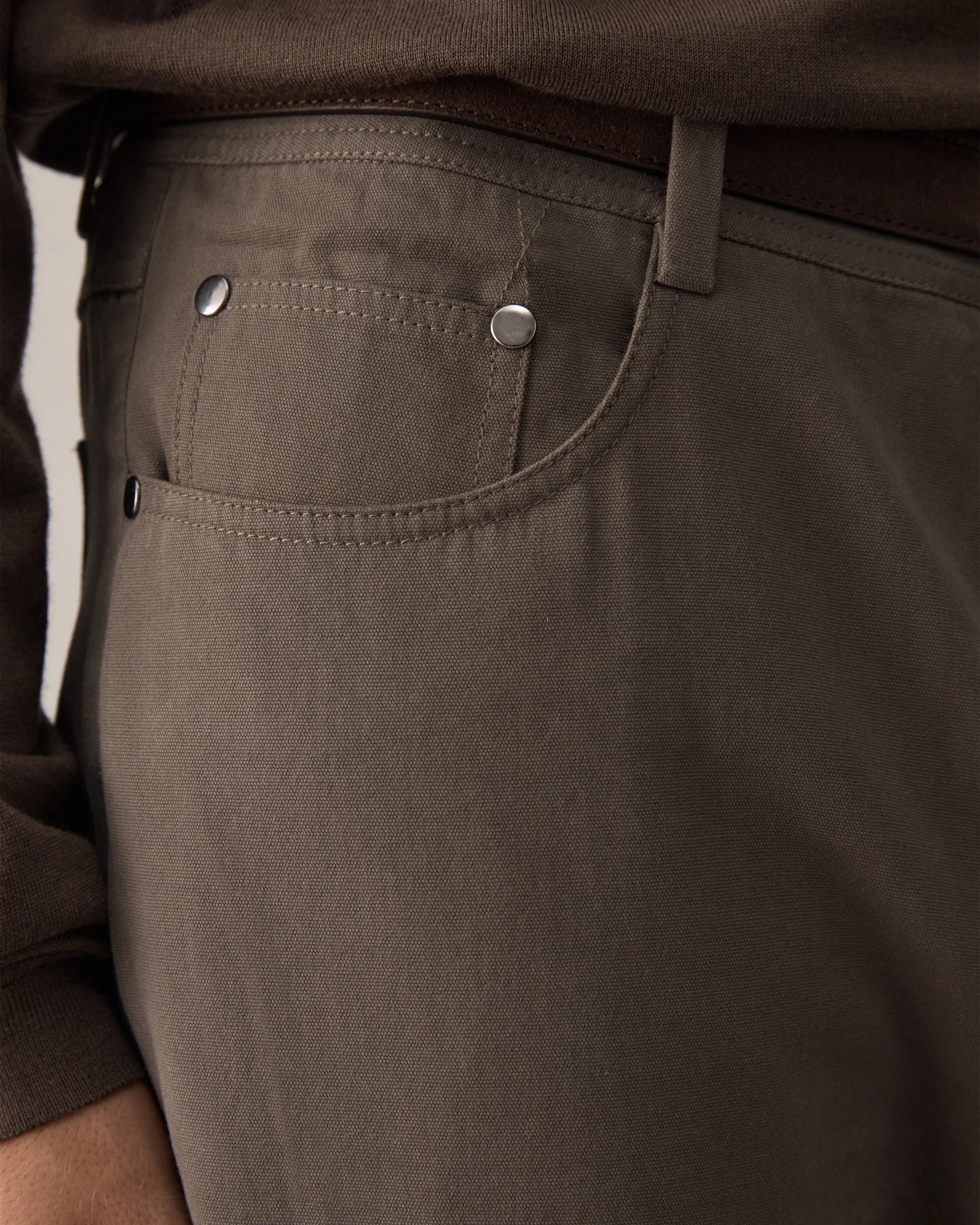 Five Pocket Canvas Trouser - Khaki - Image 5