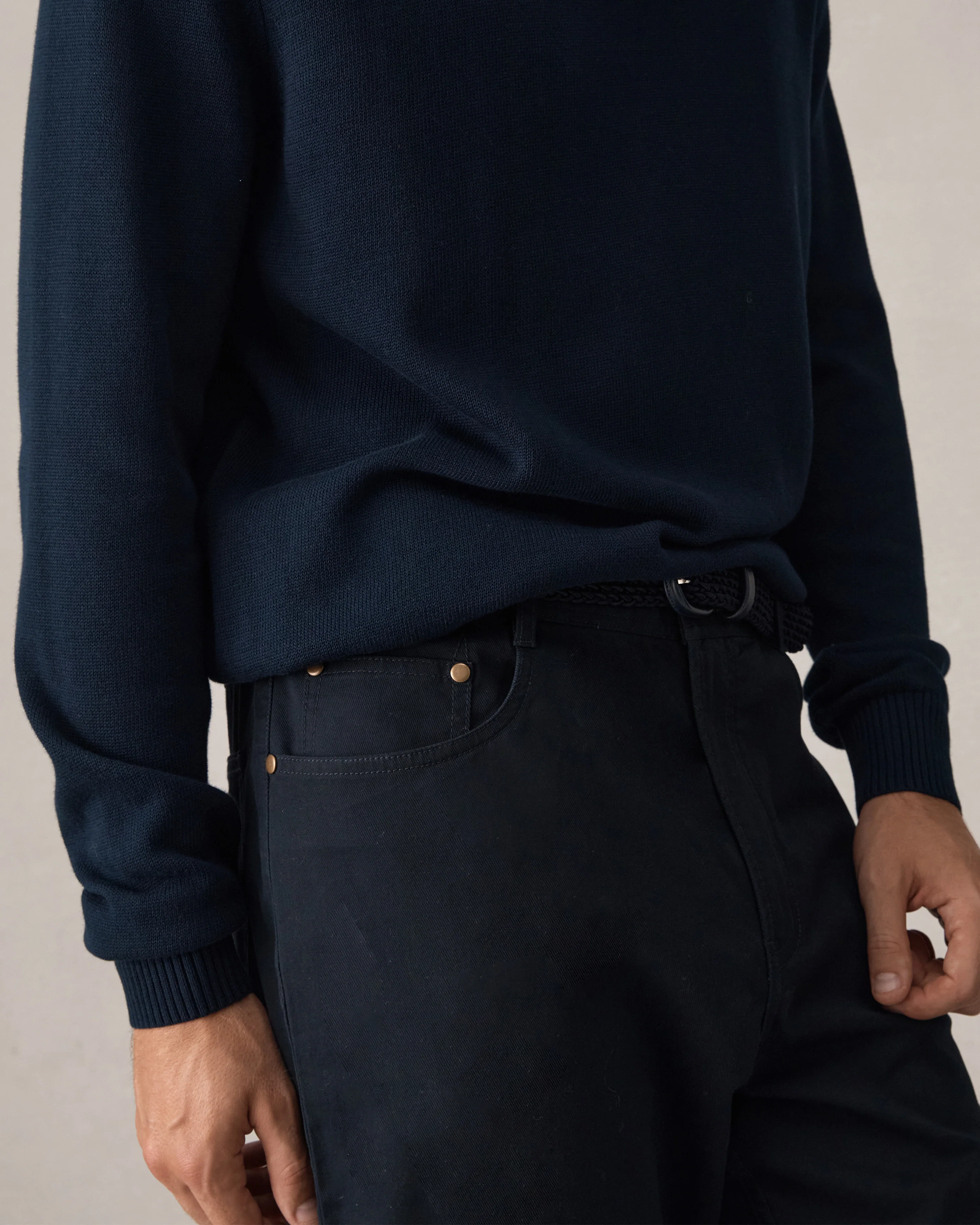 Five Pocket Canvas Trouser - Navy - Image 4