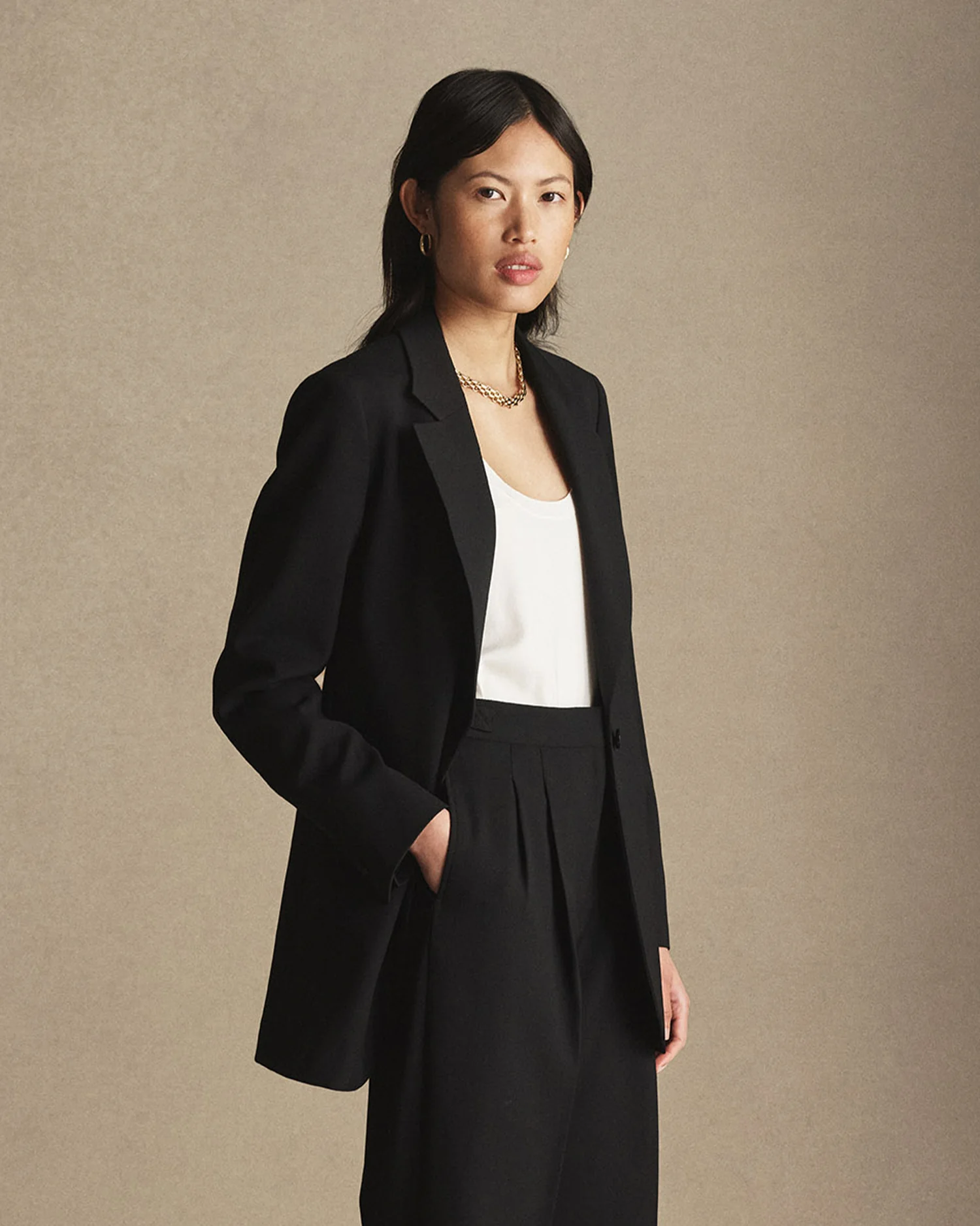 Georgia House Cut Blazer - Black Wool Twill - Image 3