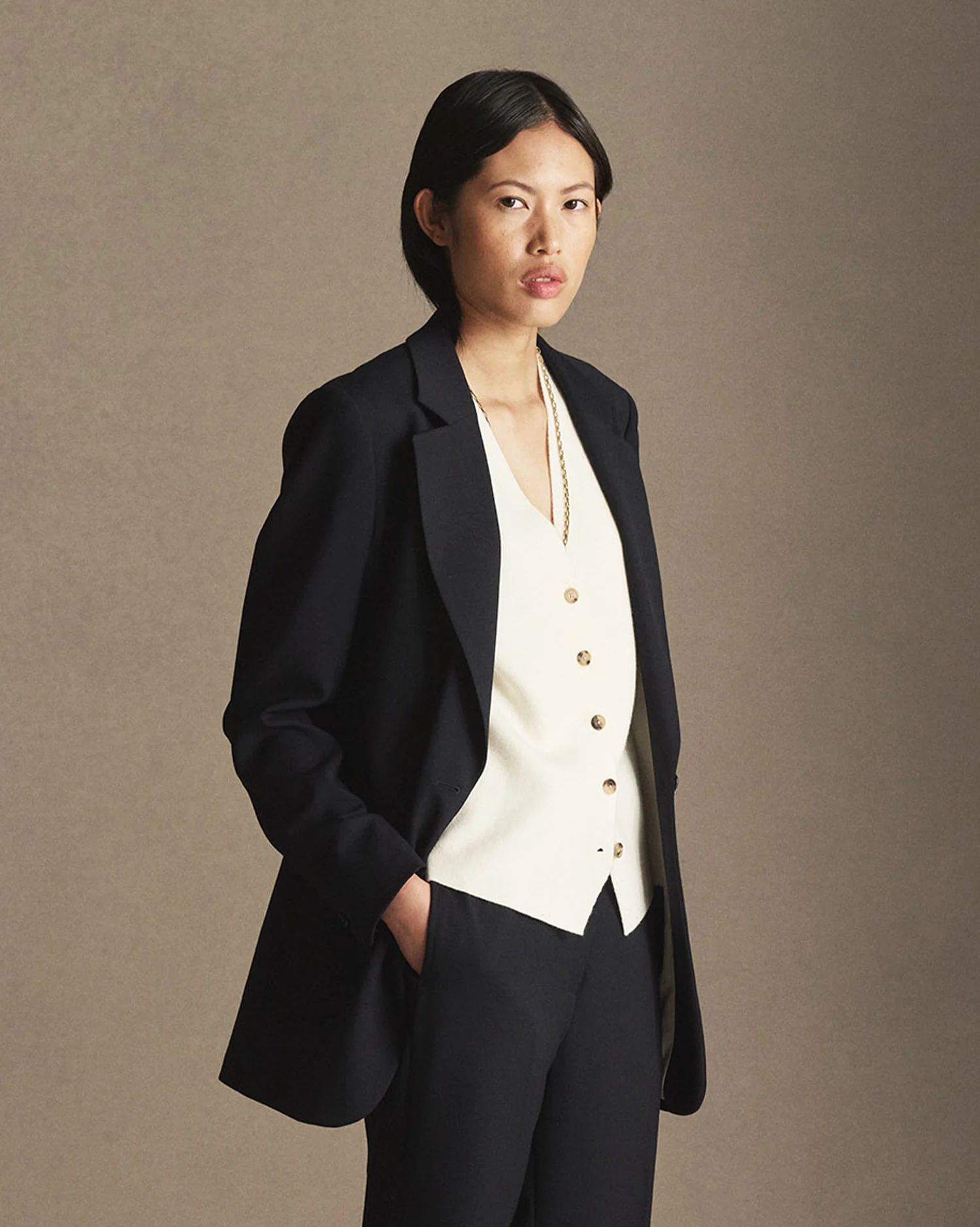 Georgia House Cut Blazer - Navy Wool Twill - Image 3