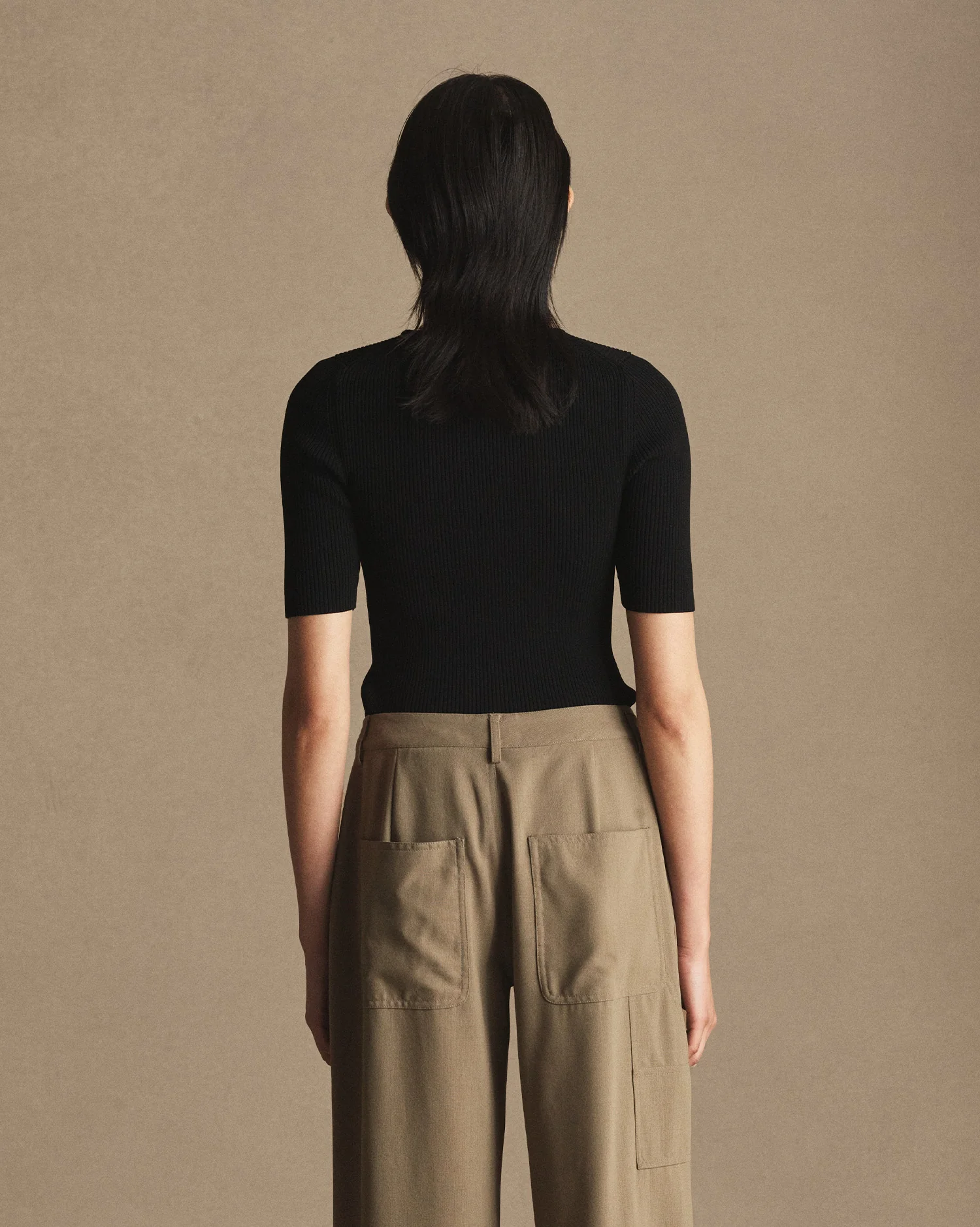 Georgia Rib Knit Tee - Black - Image 3