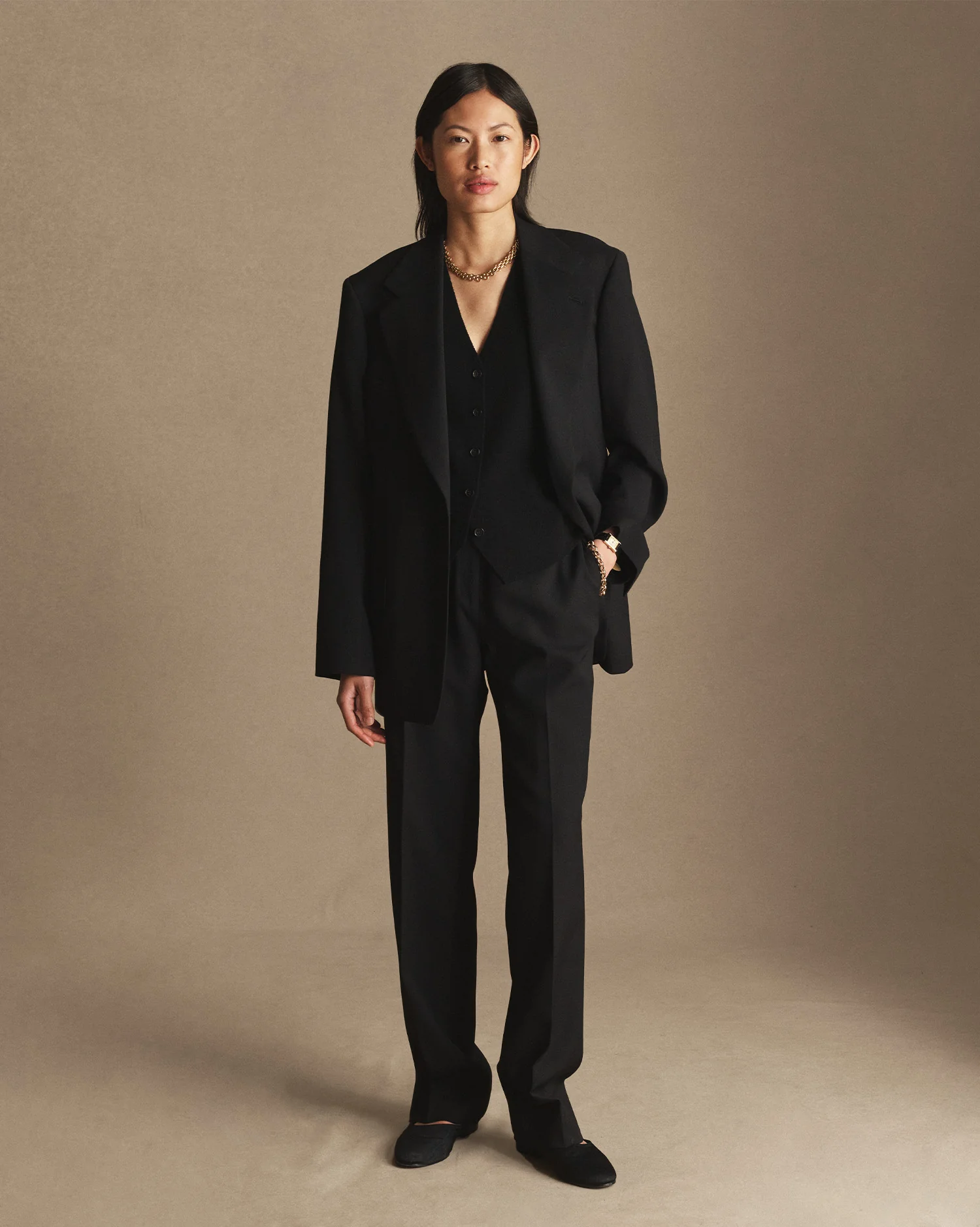 Georgia Straight Trouser - Black Wool Twill - Image 4