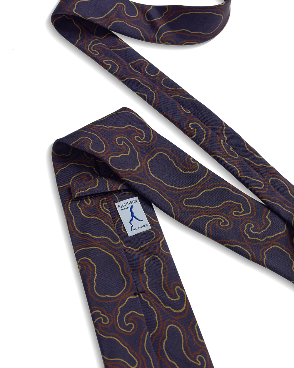 Hand Drawn Paisley Tie - Navy - Image 3