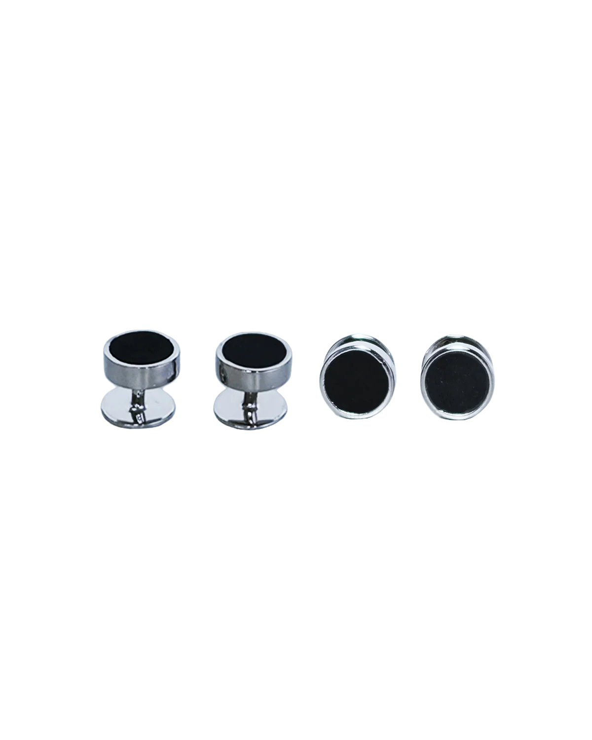 Hand Enamelled Shirt Studs - Black & Silver