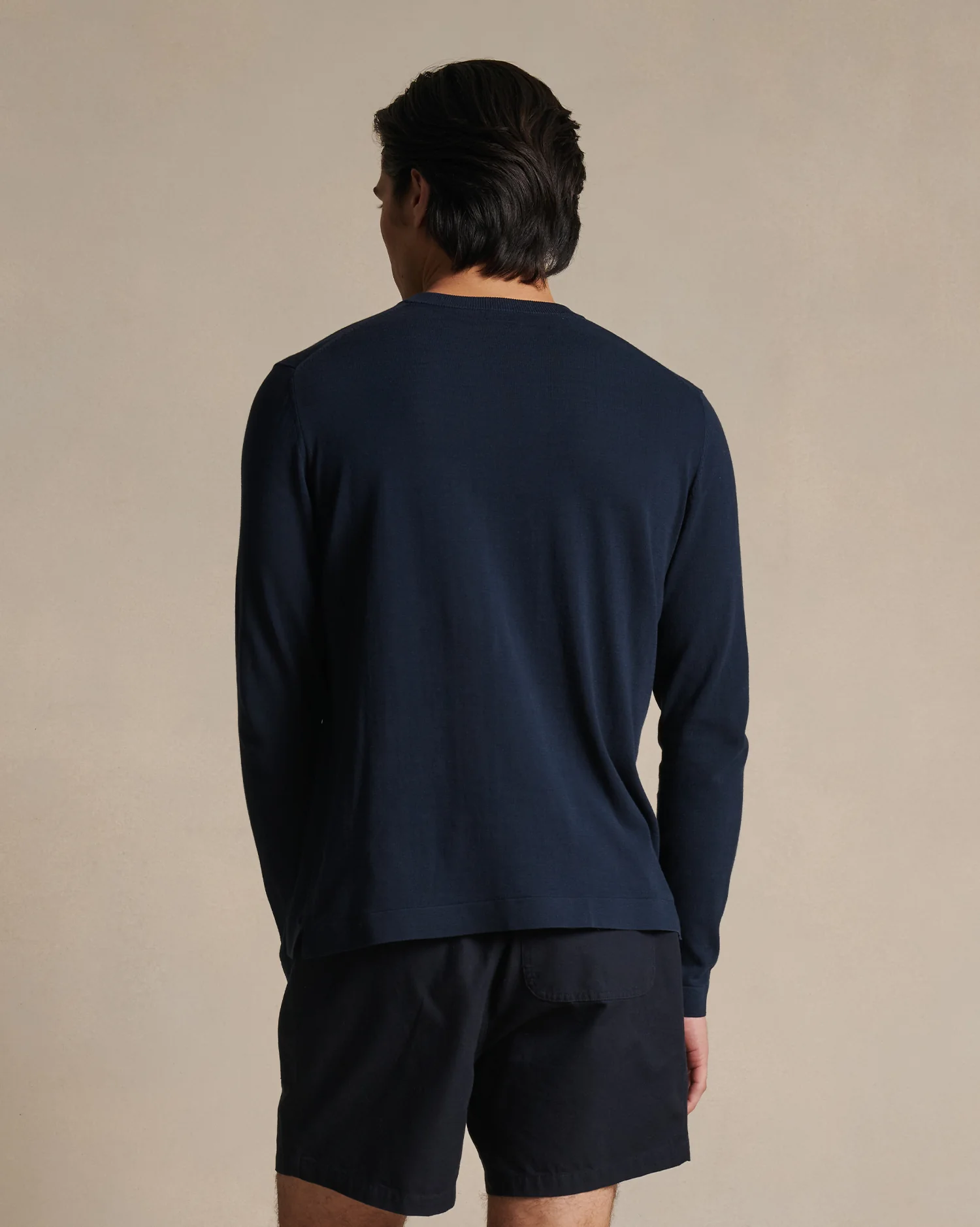 Ice Cotton Long Sleeve Top - Navy - Image 3