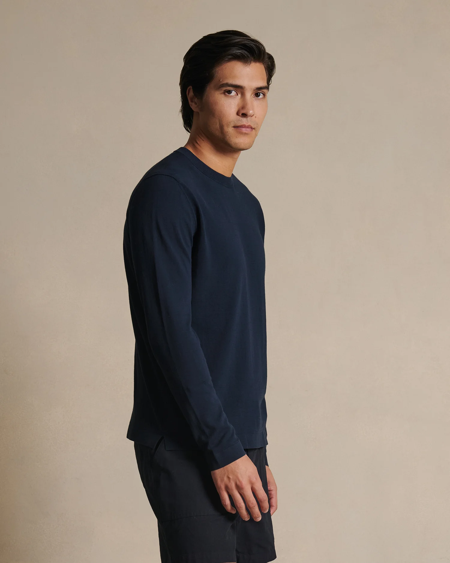 Ice Cotton Long Sleeve Top - Navy - Image 4