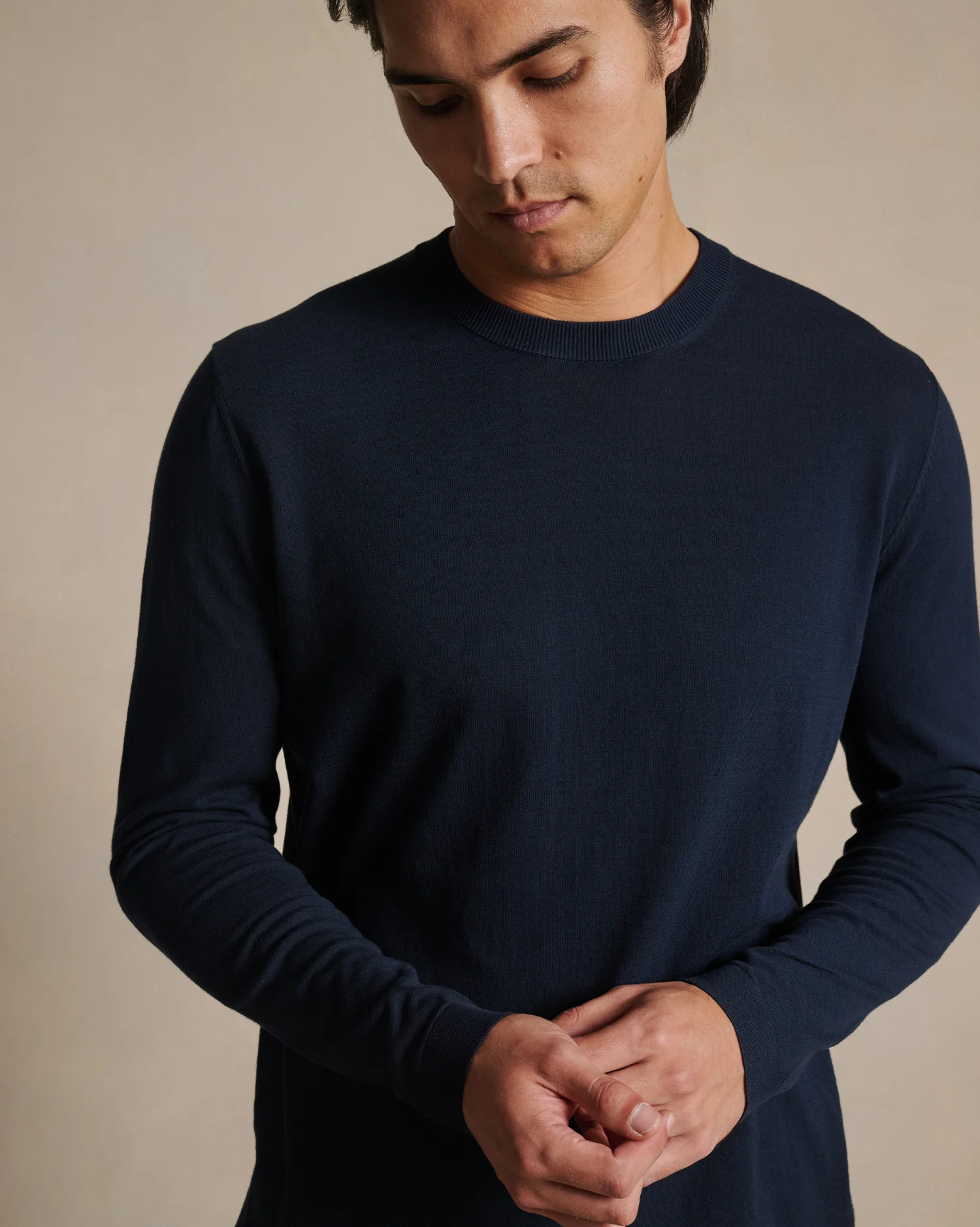 Ice Cotton Long Sleeve Top - Navy - Image 5