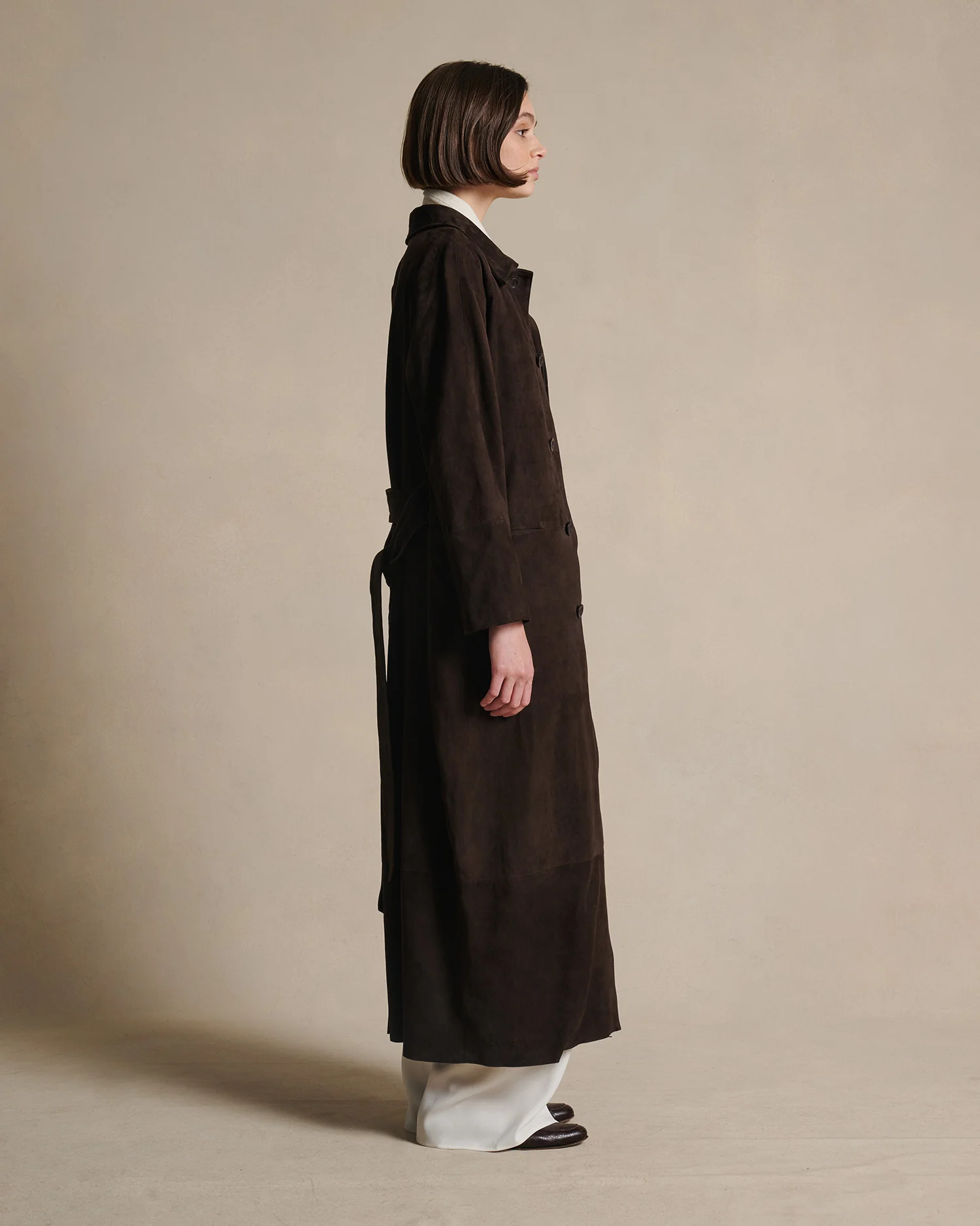Isabella Suede Trench Coat - Bitter Chocolate - Image 3