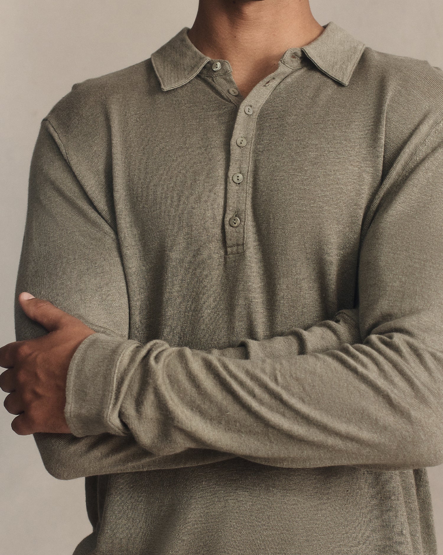 Linen Polo - Moss - Image 4