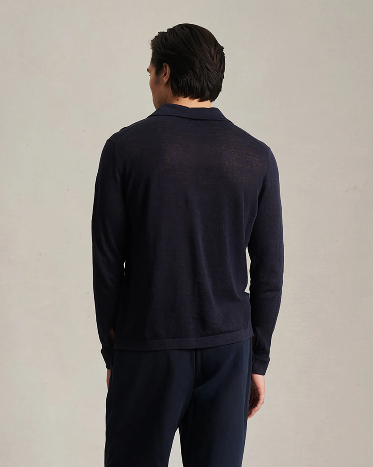 Linen Polo - Navy - Image 4