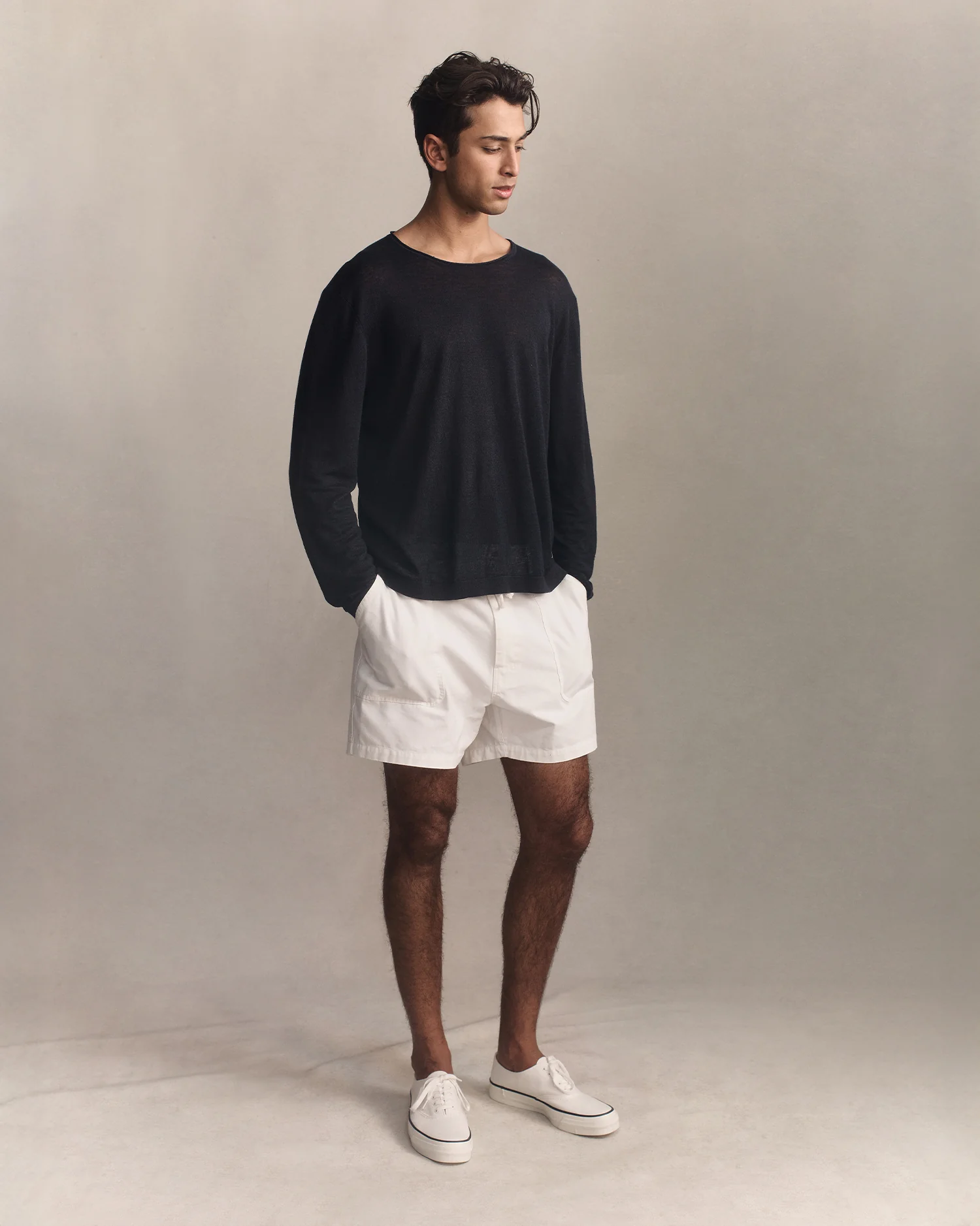 Linen Sweater - Navy - Image 3