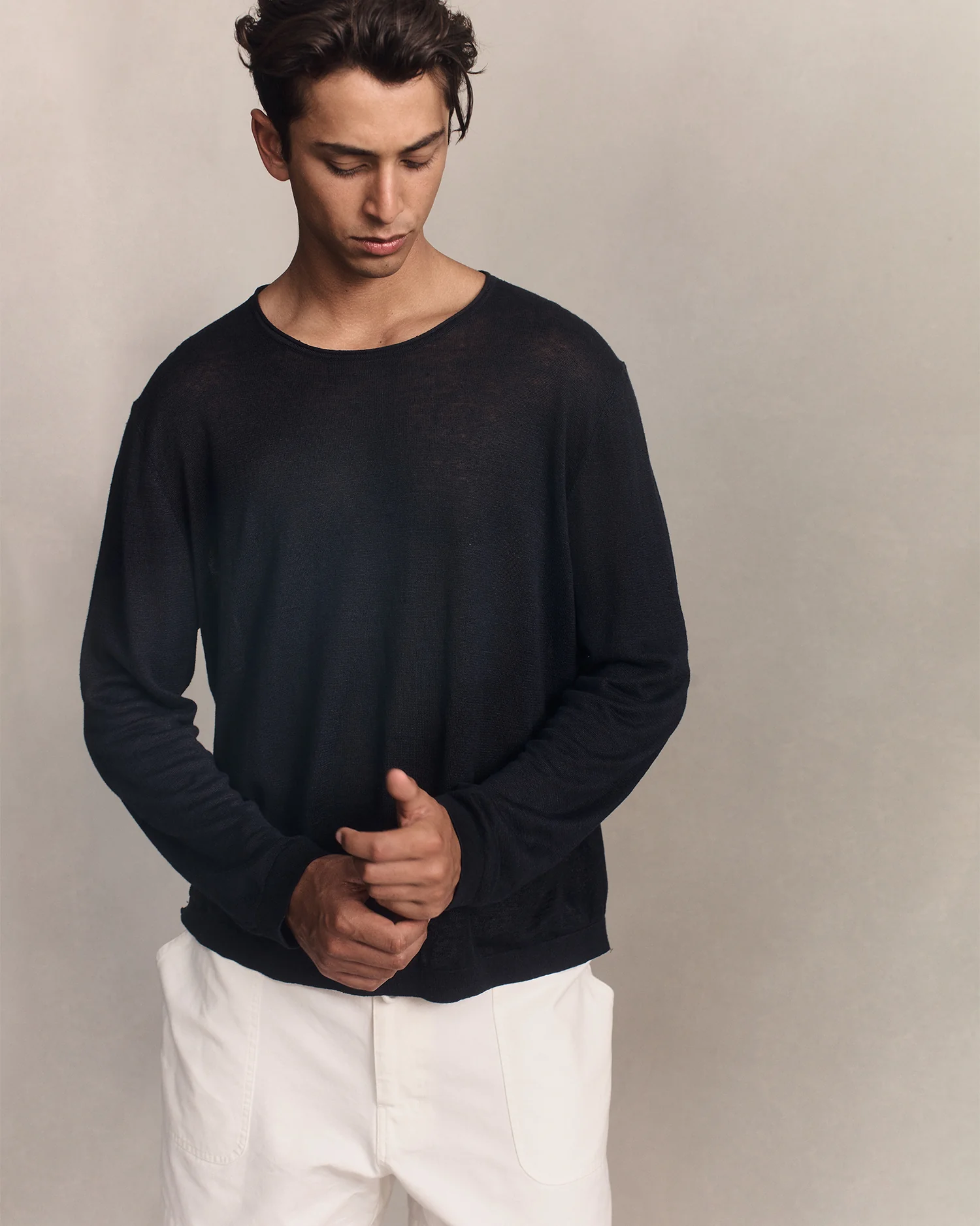 Linen Sweater - Navy - Image 4