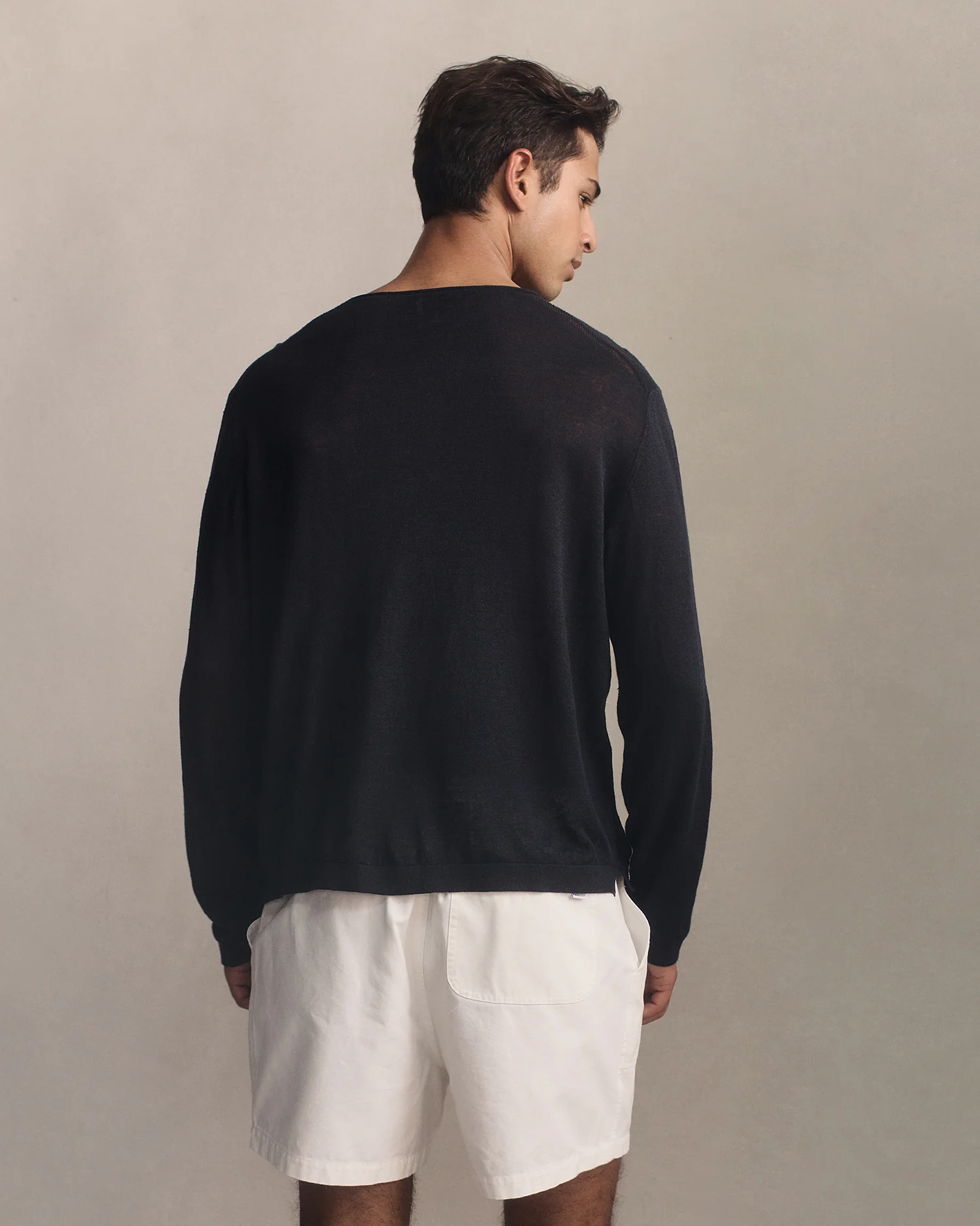 Linen Sweater - Navy - Image 5