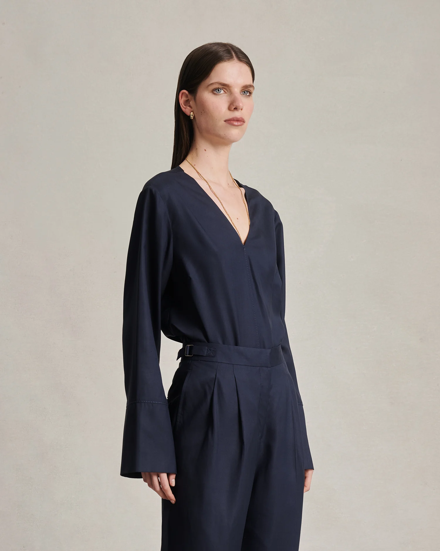 Maria Blouse - Navy Dupioni - Image 3