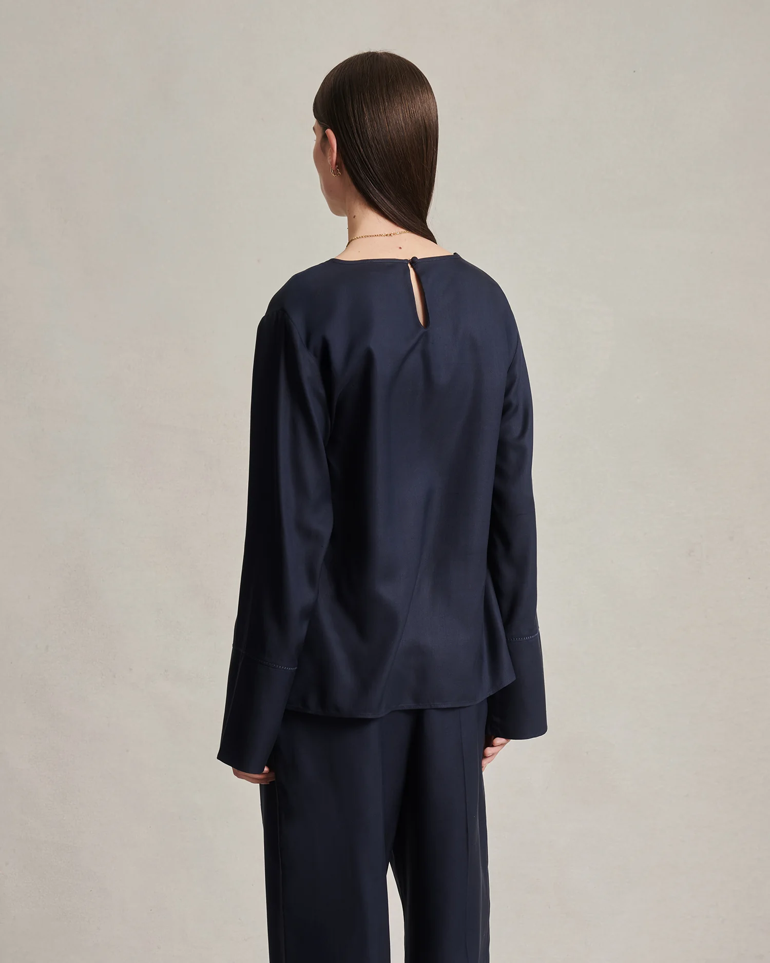 Maria Blouse - Navy Dupioni - Image 4