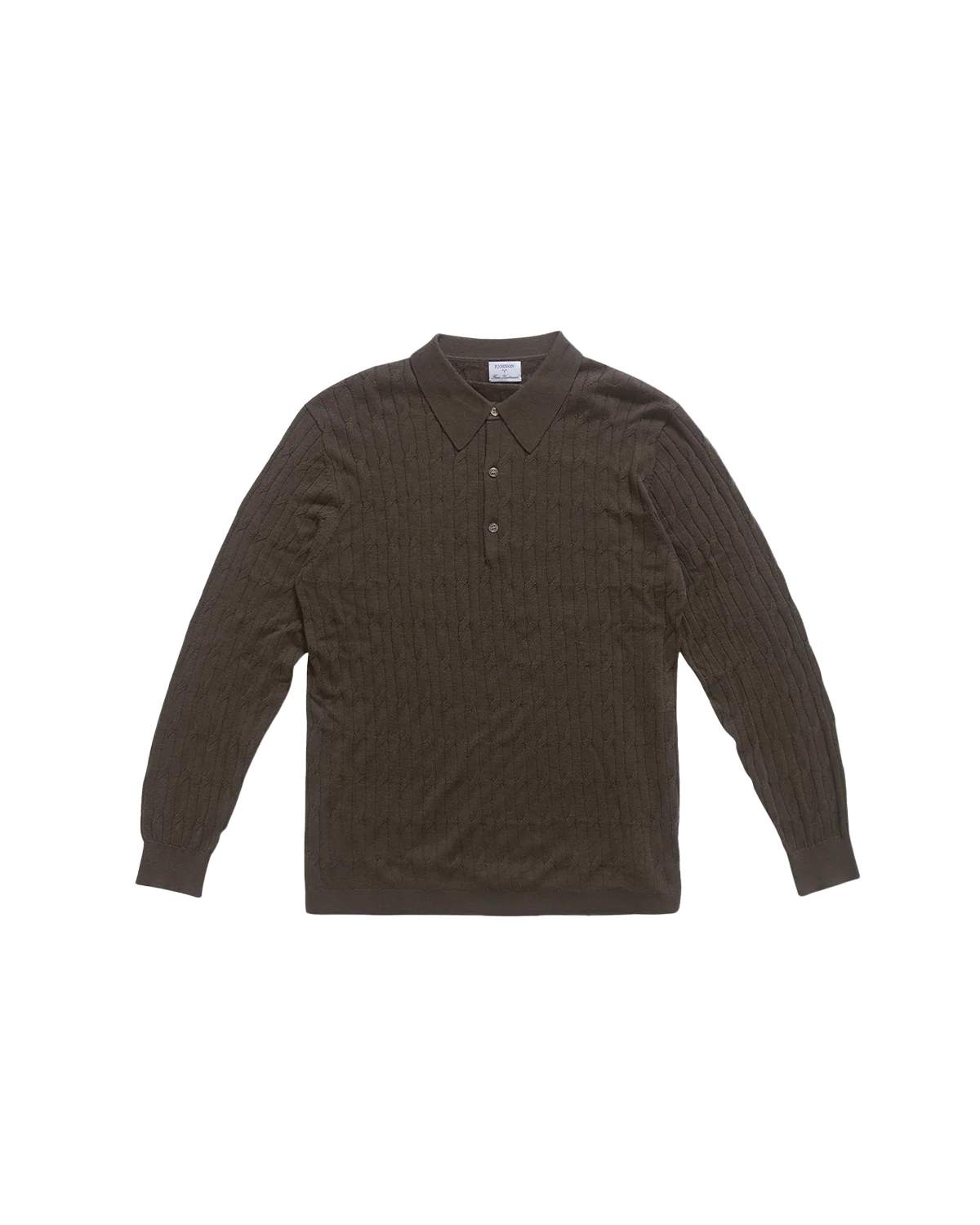 Merino Cable Knit Polo - Moss - Image 6