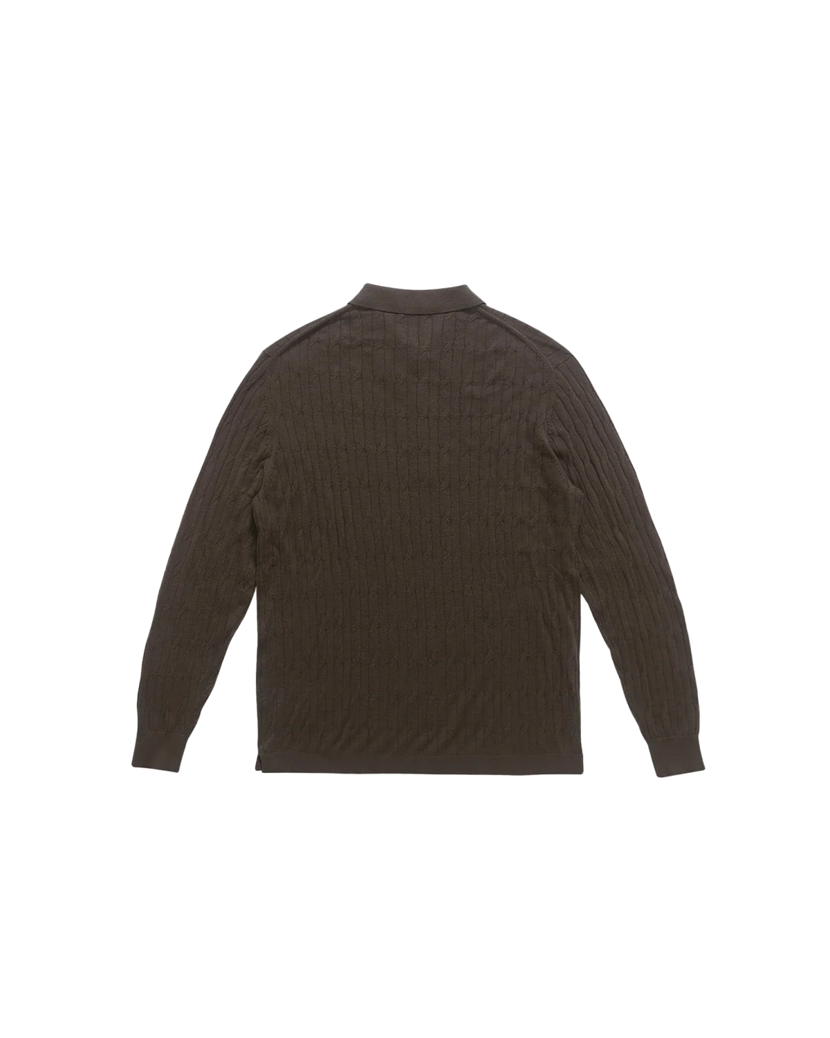 Merino Cable Knit Polo - Moss - Image 7