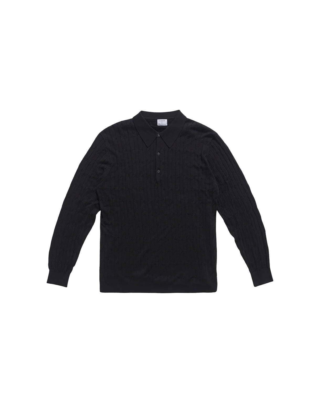 Merino Cable Knit Polo - Navy - Image 6