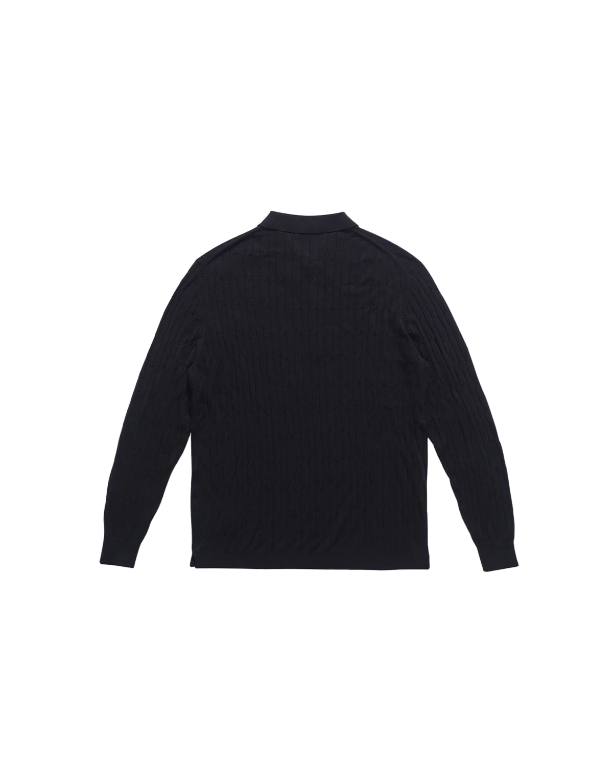 Merino Cable Knit Polo - Navy - Image 7