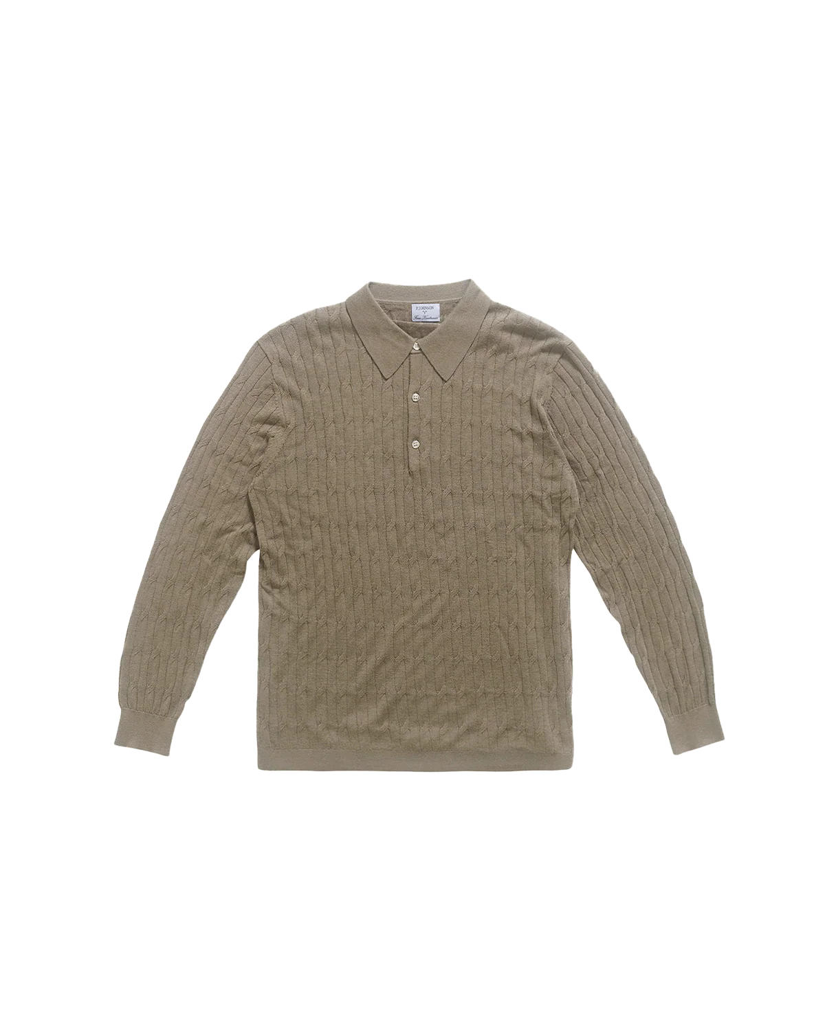 Merino Cable Knit Polo - Stone - Image 7