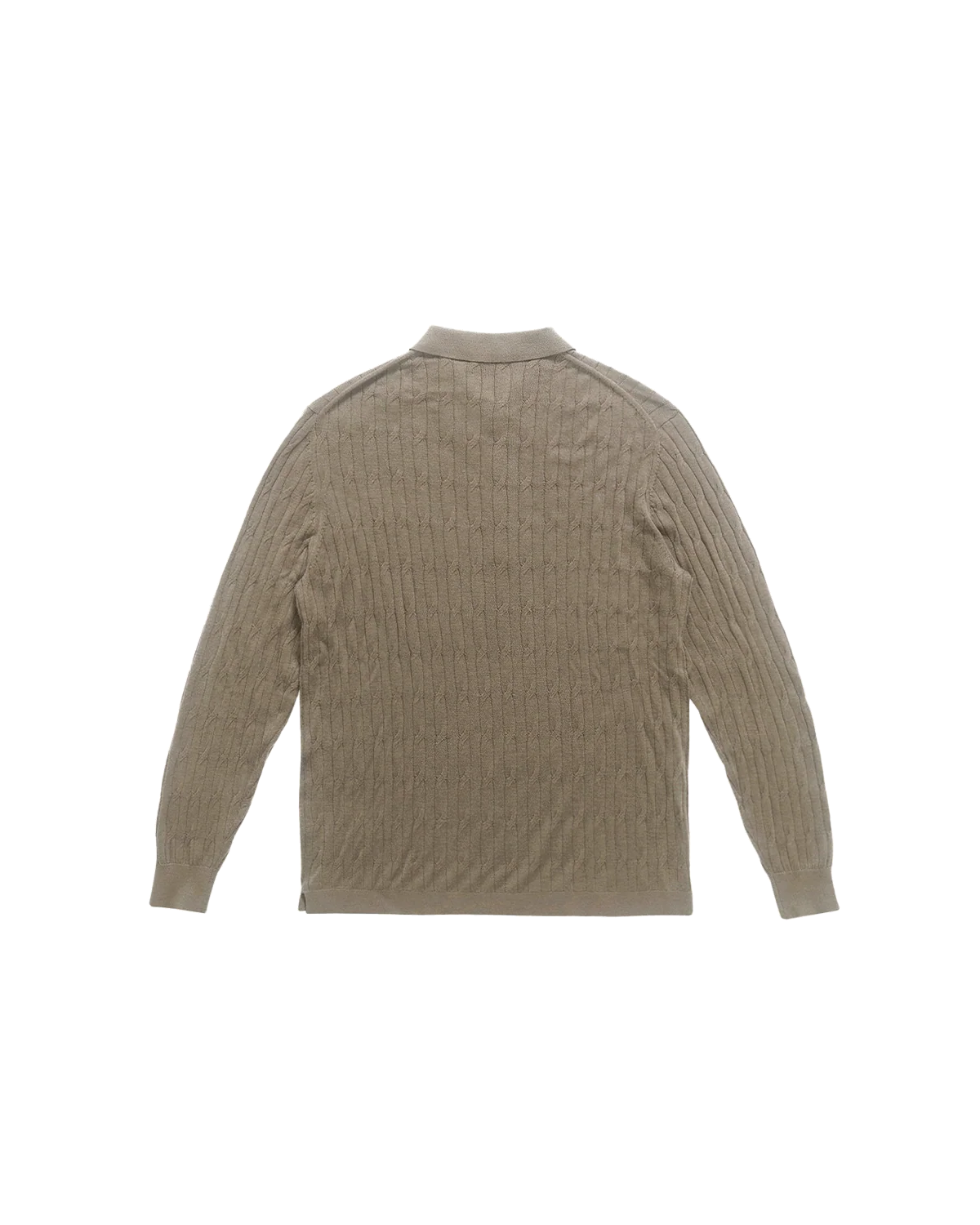 Merino Cable Knit Polo - Stone - Image 8