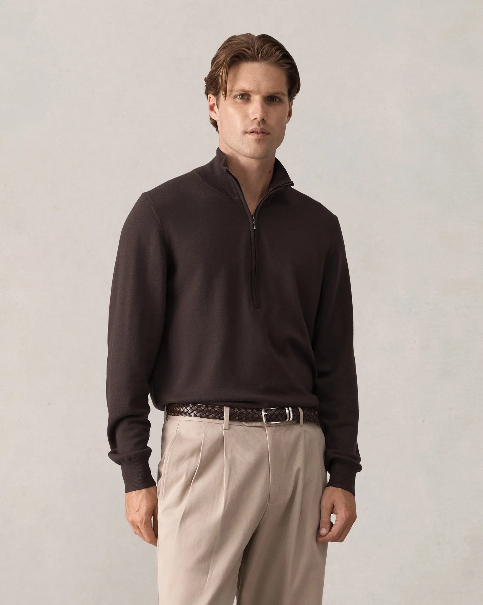 Merino Quarter Zip - Espresso