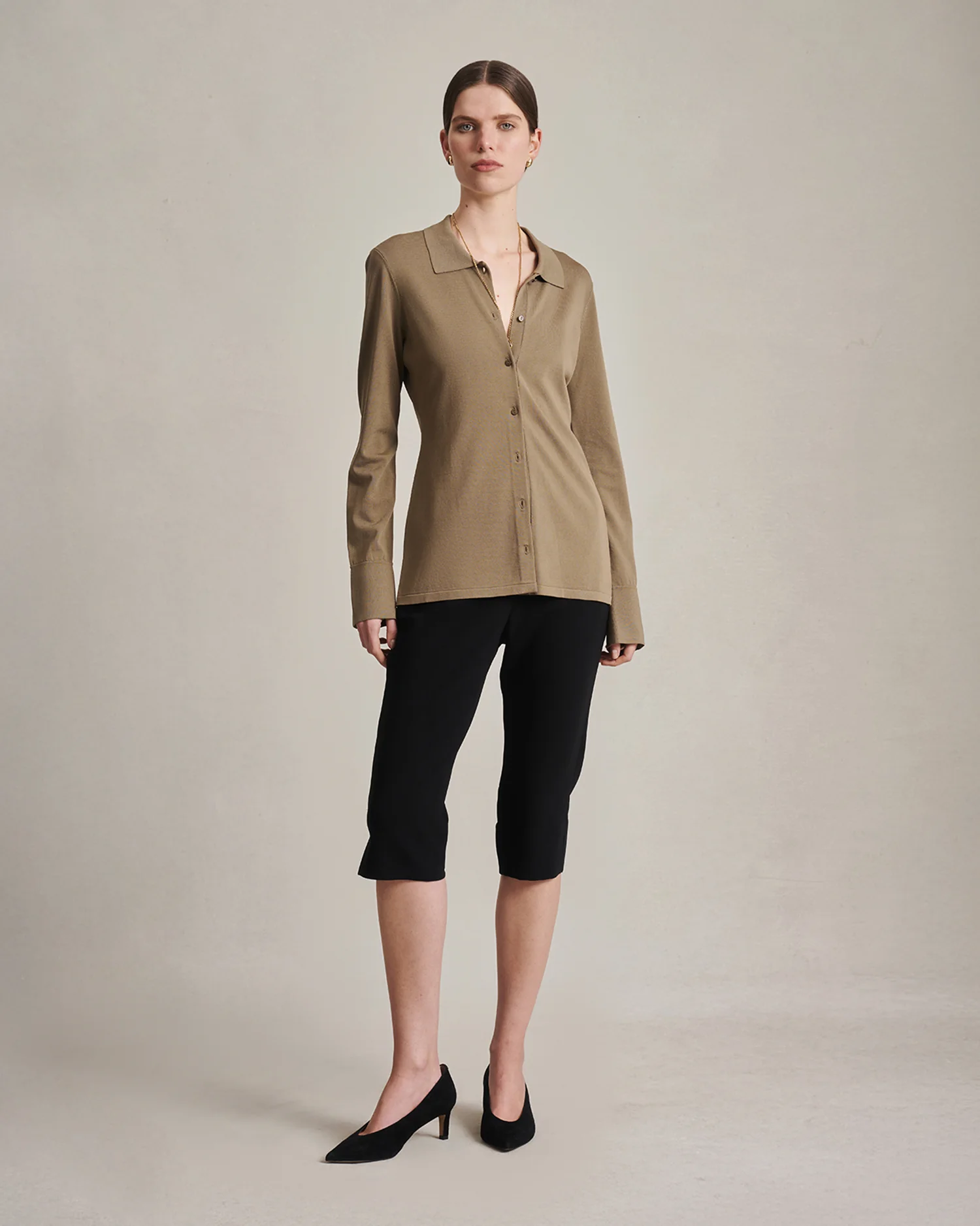Natalie Knit Shirt - Taupe - Image 2