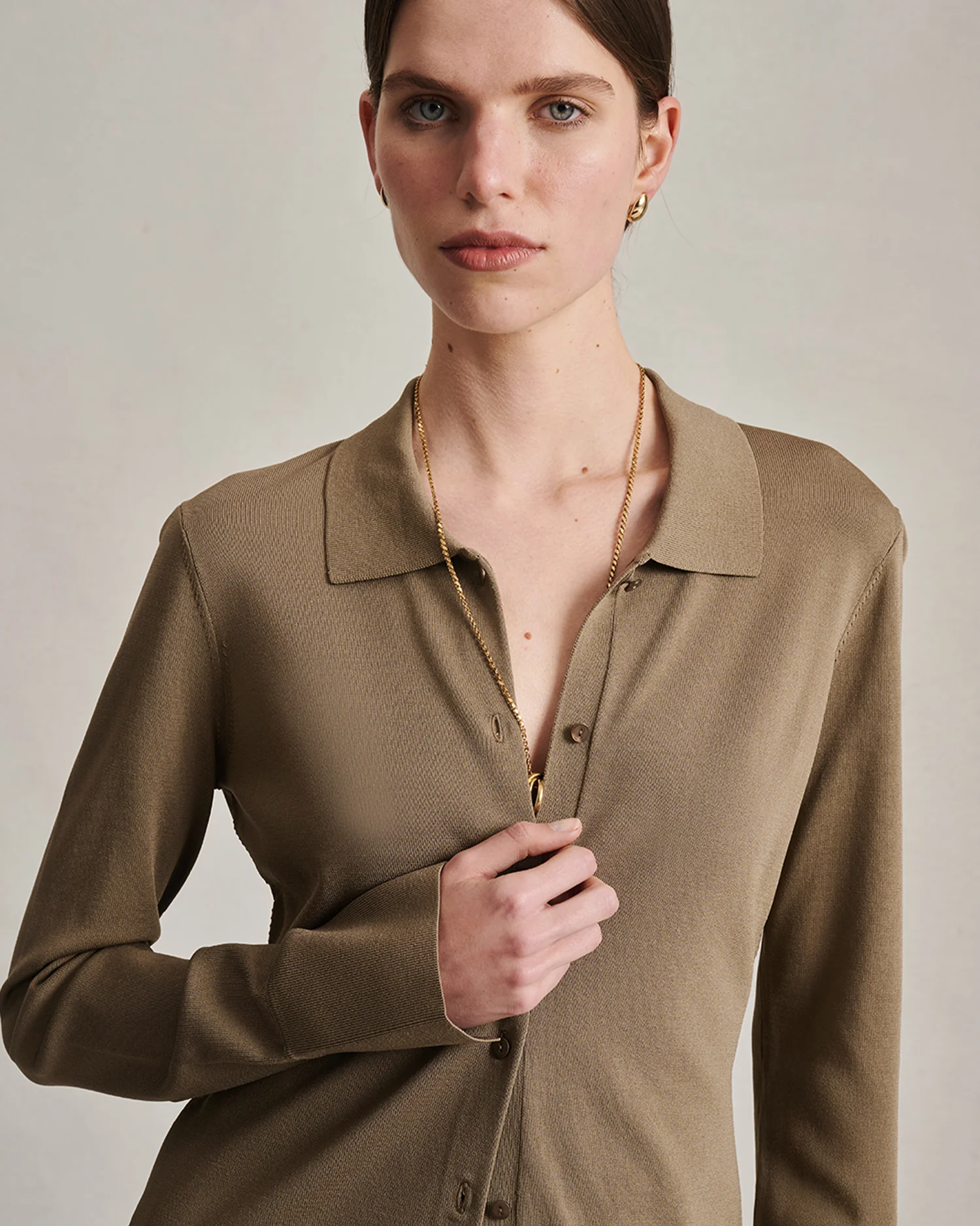 Natalie Knit Shirt - Taupe - Image 3