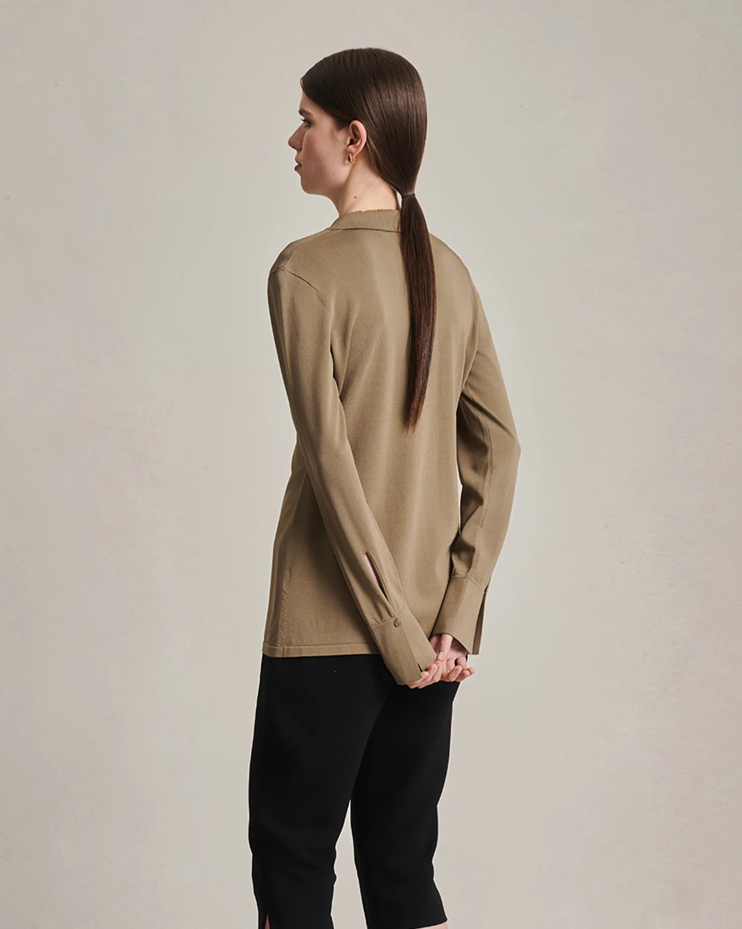 Natalie Knit Shirt - Taupe - Image 4