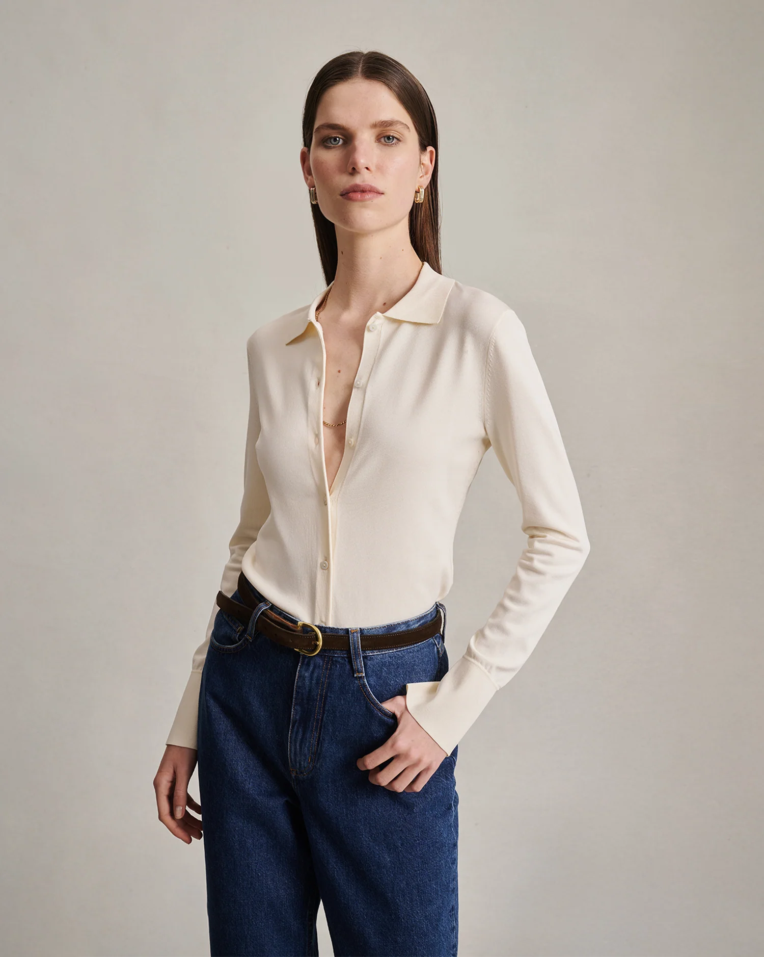 Natalie Knit Shirt - Off White - Image 5