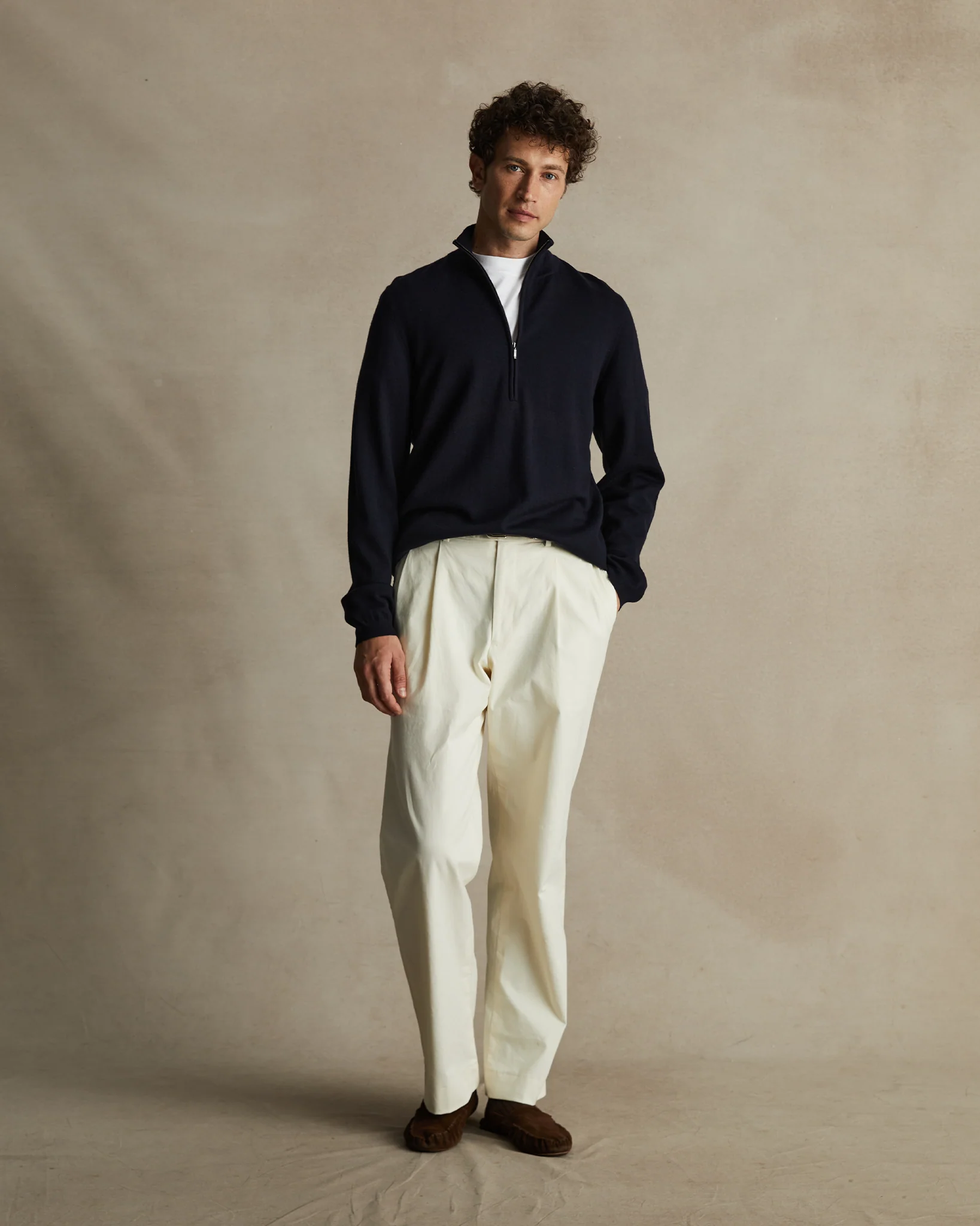 Merino Quarter Zip - Navy - Image 4