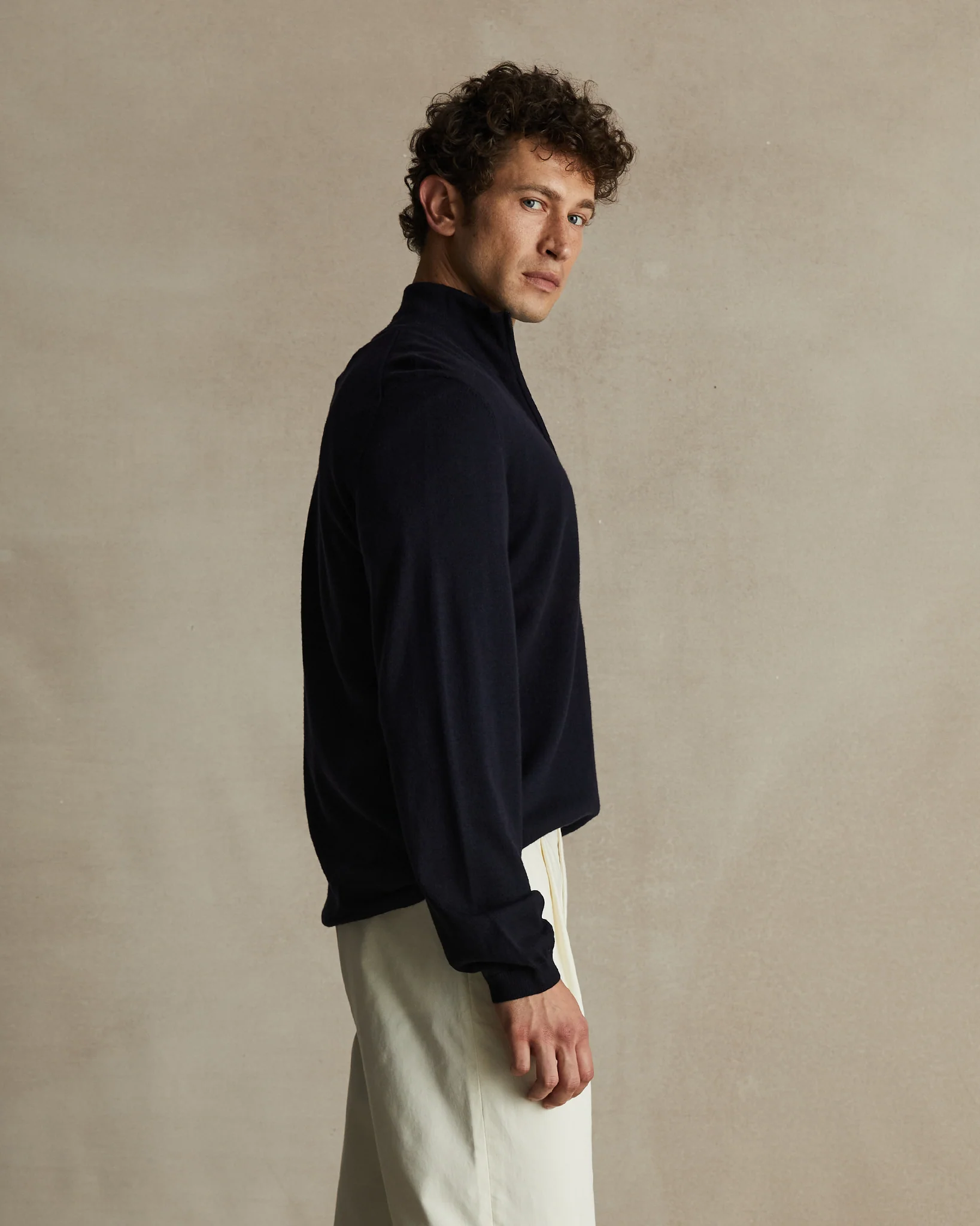 Merino Quarter Zip - Navy - Image 6