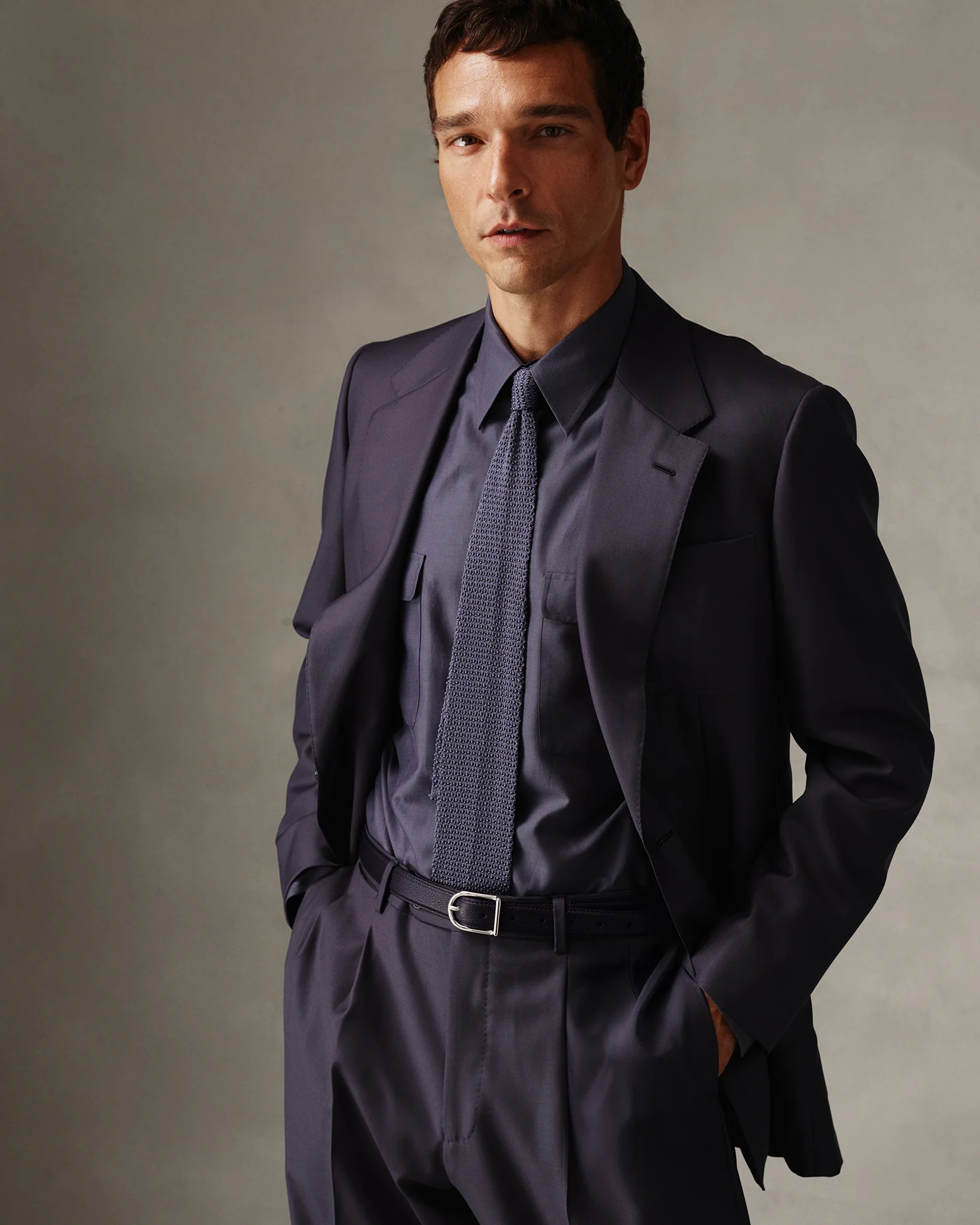 Navy Silk Knit Tie - Image 3