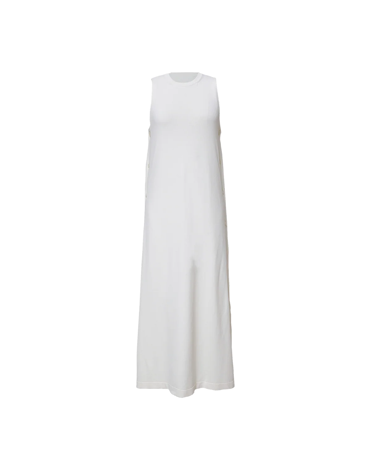 Crepe Knit Button Dress - Off White - Image 5