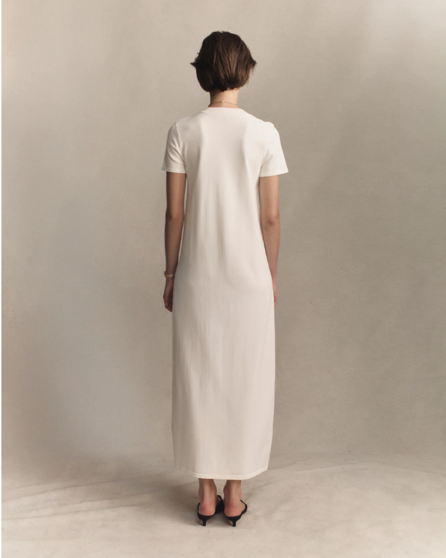 Crepe Knit Tee Dress - Off White - Image 5