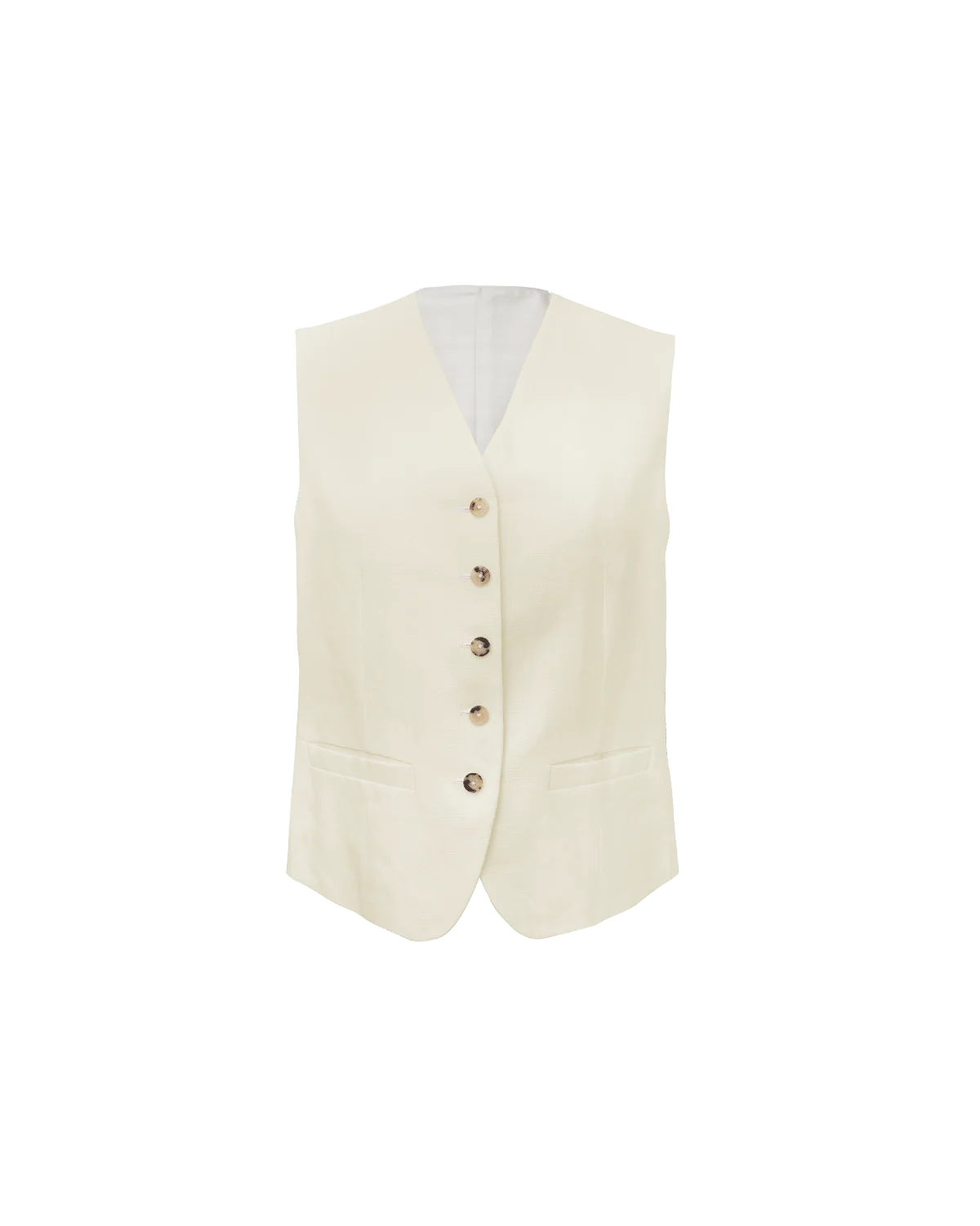 Off White Linen Waistcoat - Image 6