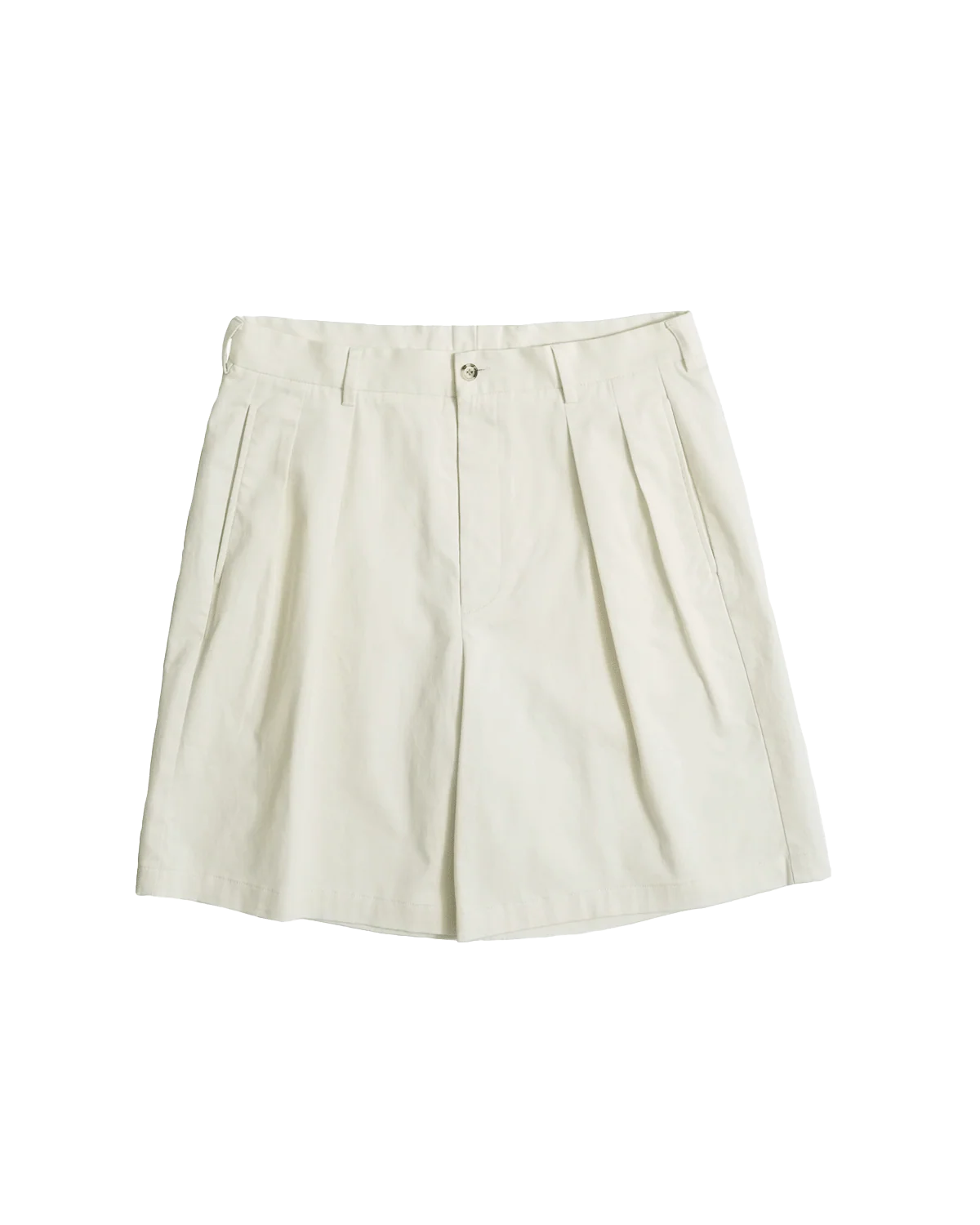 Double Pleated Chino Shorts - Off White - Image 3