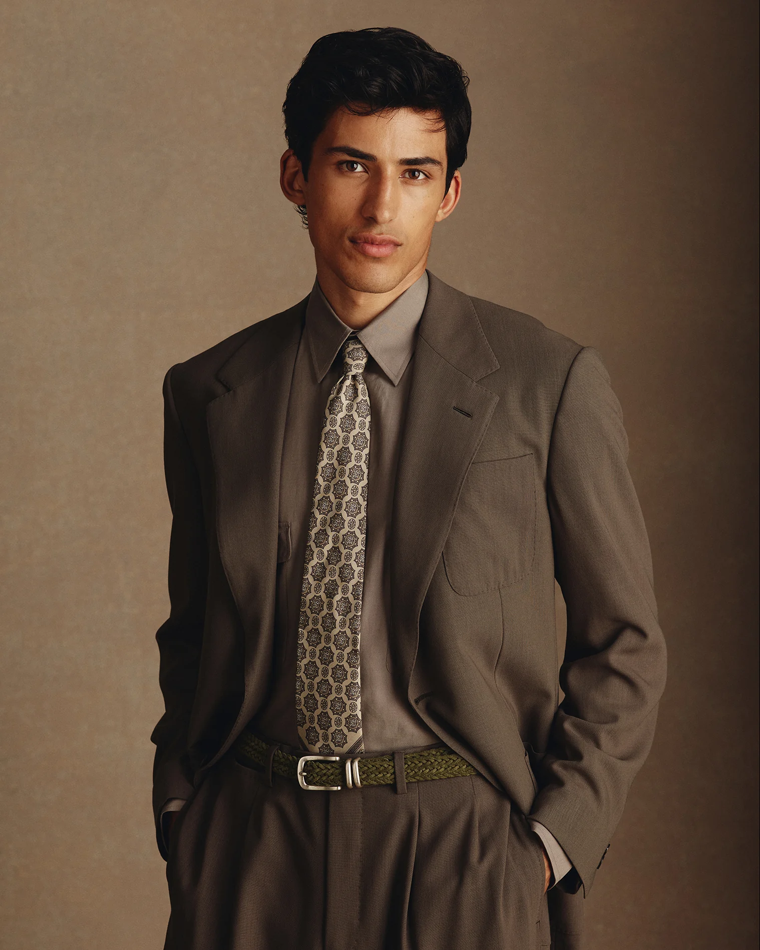 Paisley Bandana Tie - Taupe - Image 4